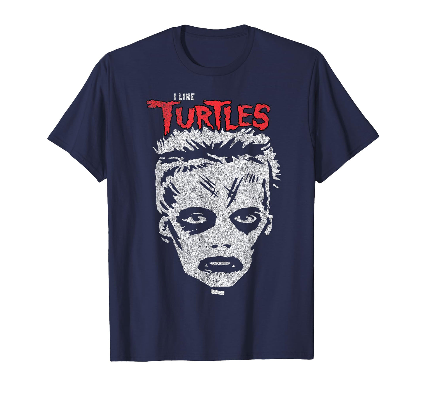 I Like Turtles Zombie Boy Skull Face T-Shirt