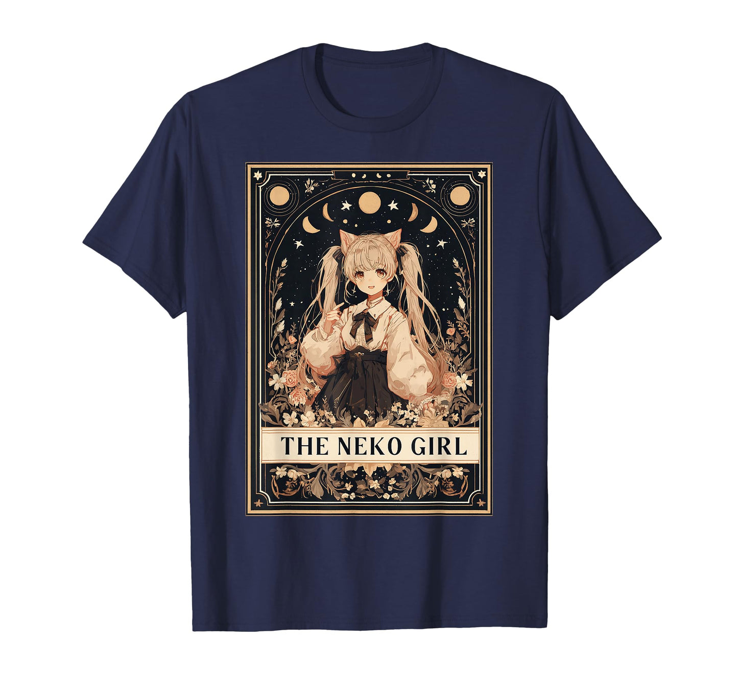The Neko Girl Anime Manga Japanese Cat Girl Tarot Card T-Shirt