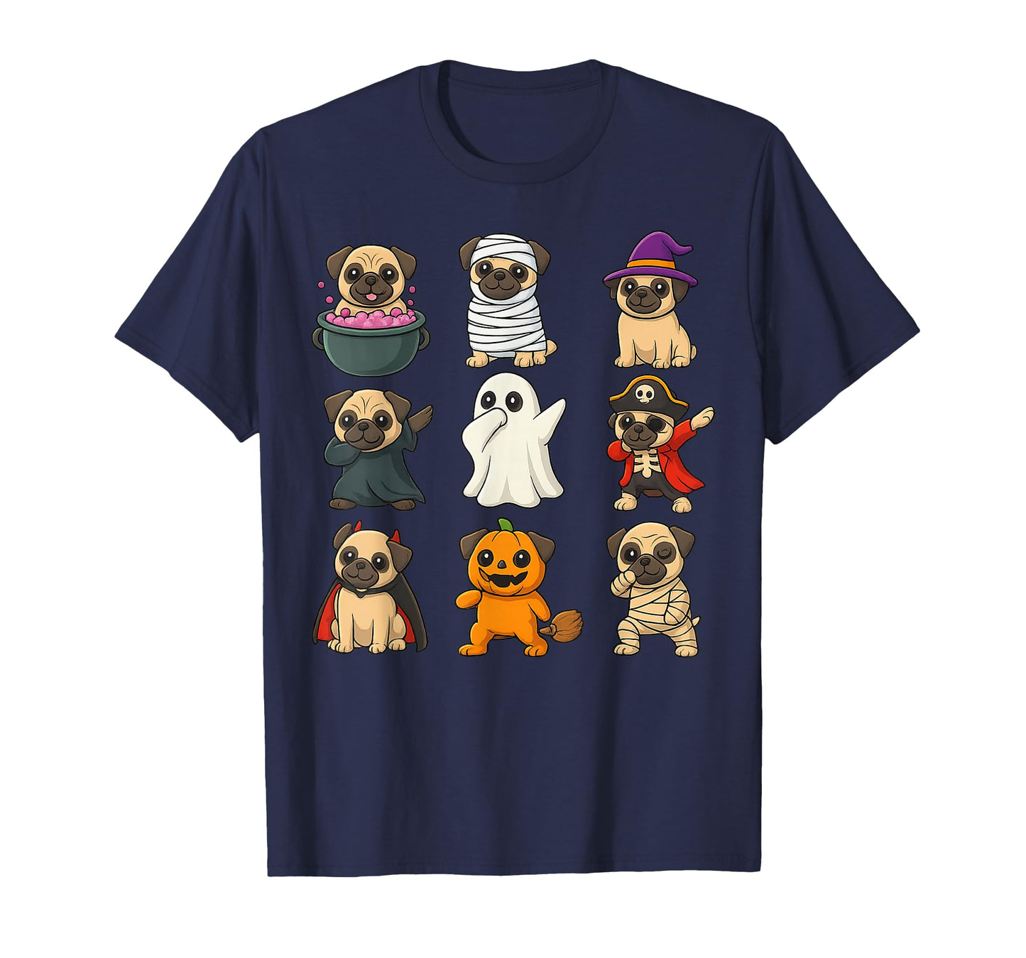 Funny Pug Breed Pet Halloween Pumpkins Halloween Dog T-Shirt
