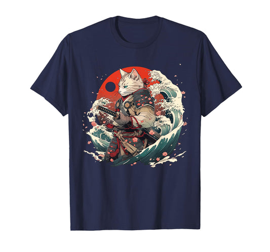 Japanese Samurai Cat Tattoo, Vintage Ninja Cat T-Shirt