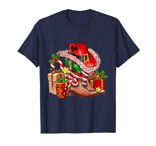 Merry Christmas Y'all Western Country Cowboy Boots T-Shirt