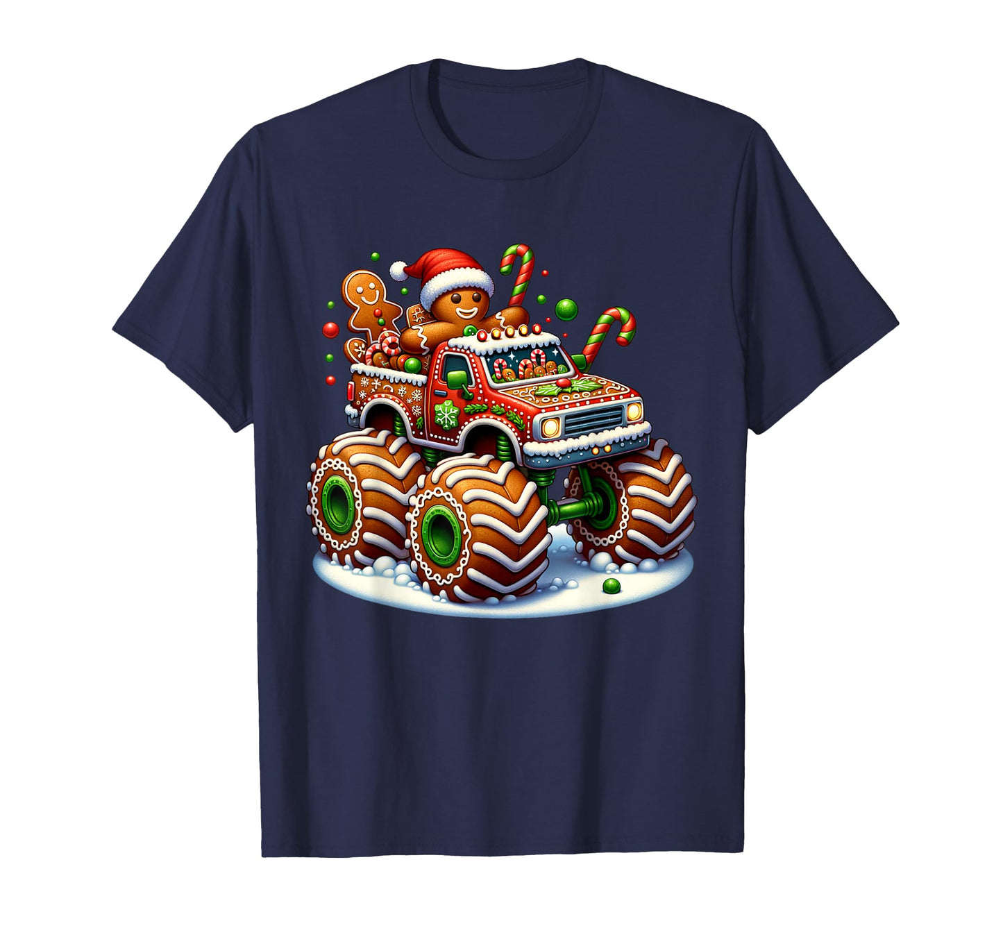 Funny Christmas Baking Cookies Truck Gingerbread Men Women T-Shirt