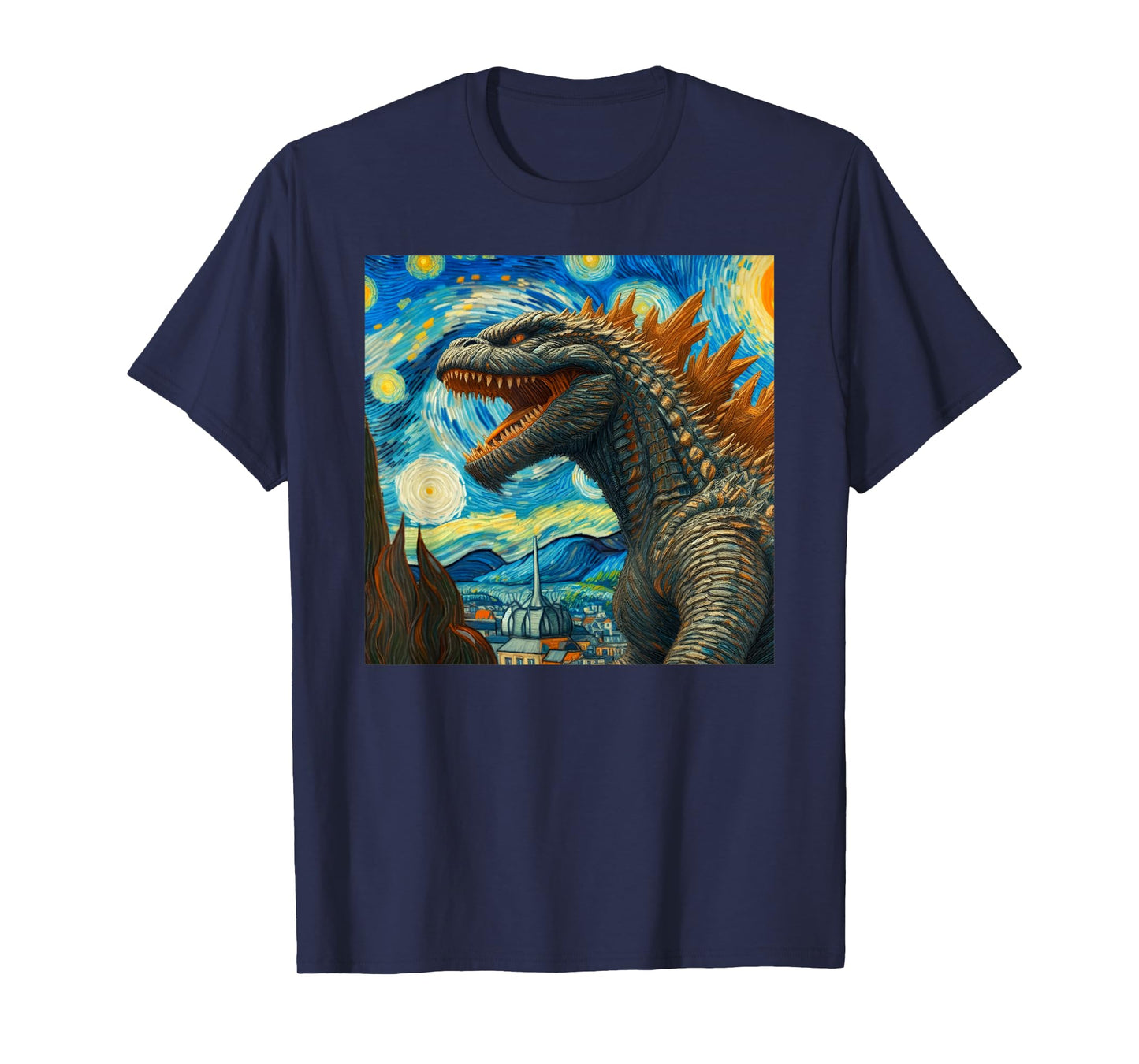 Vintage Japanese Monster Kaiju Van Gogh Starry Night T-Shirt