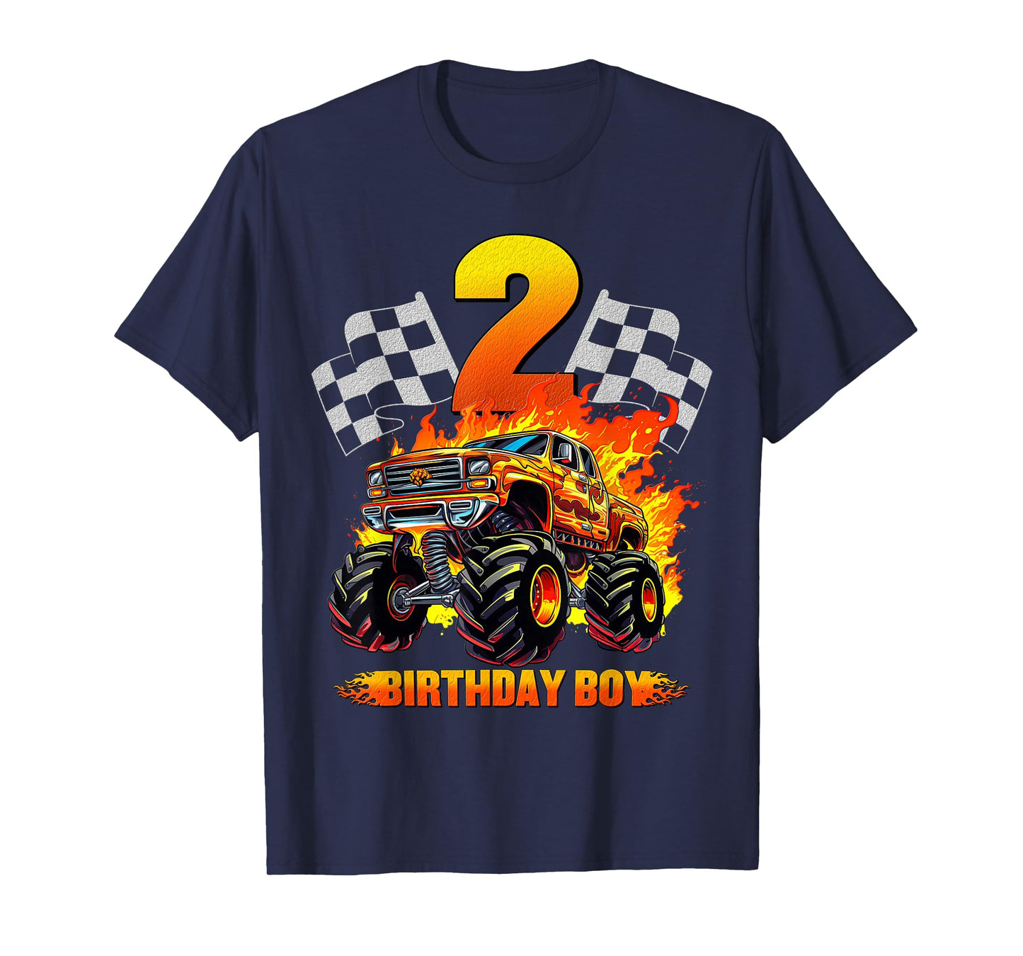 2 Year Old Birthday Monster Truck 2nd Birthday Boy Kids T-Shirt