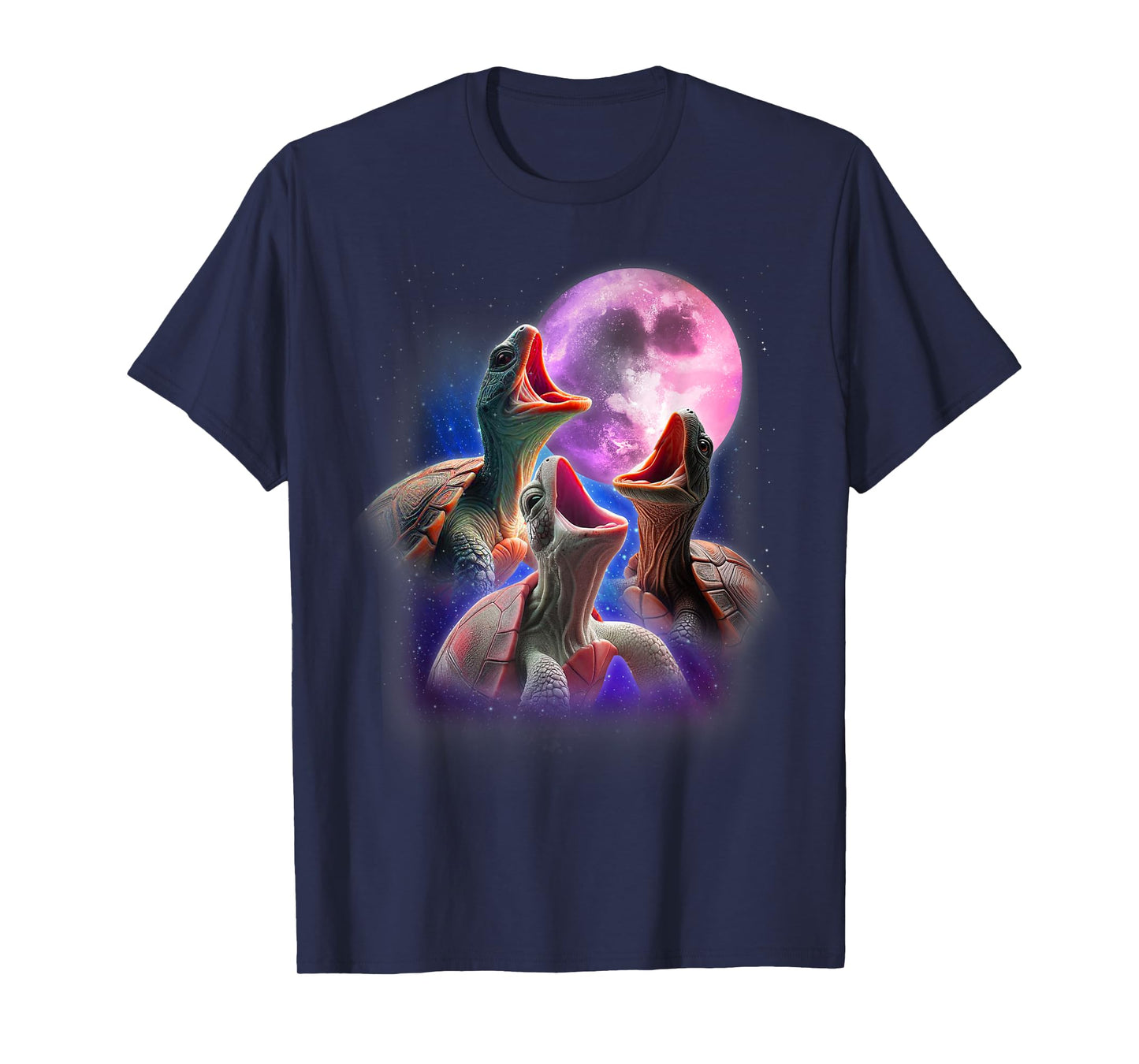 3 Sea Turtles Howling At The Moon Funny Pet Turtle Tortoise T-Shirt