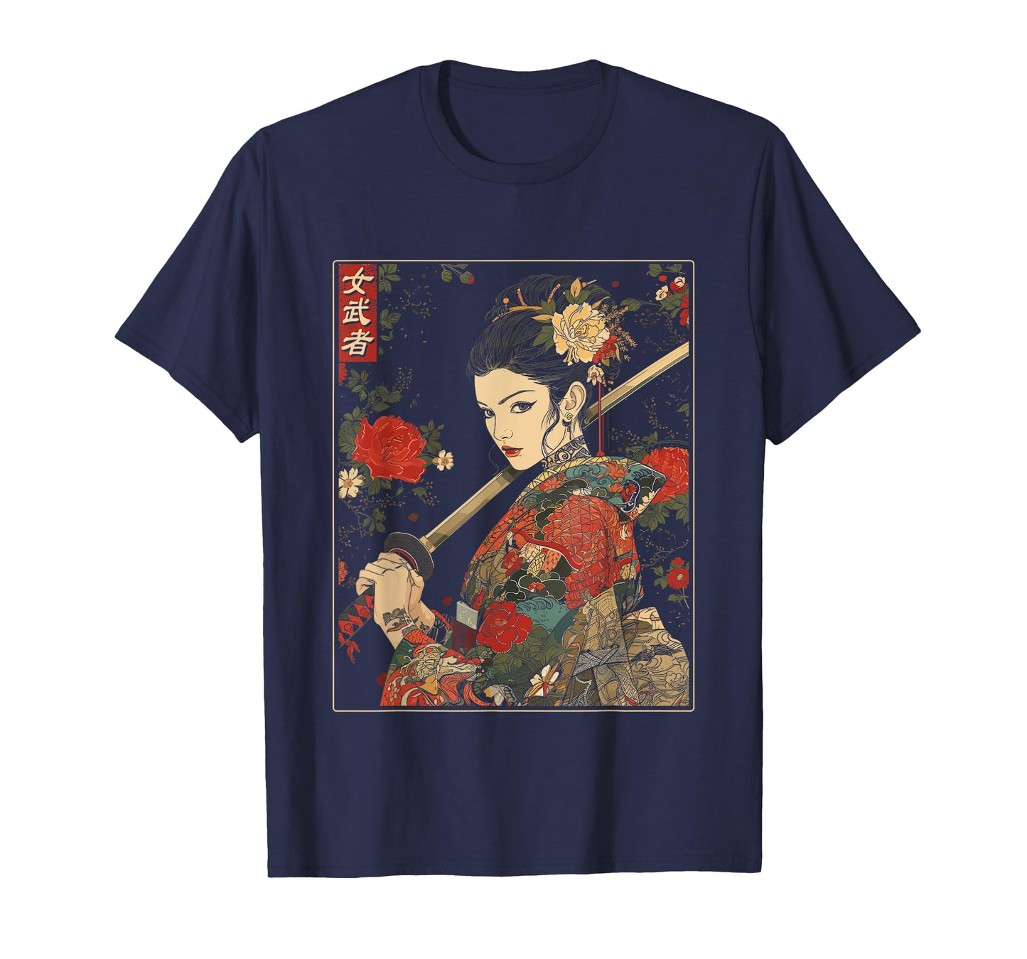 Japanese Gothic Samurai Art Woman With Katana Sword T-Shirt