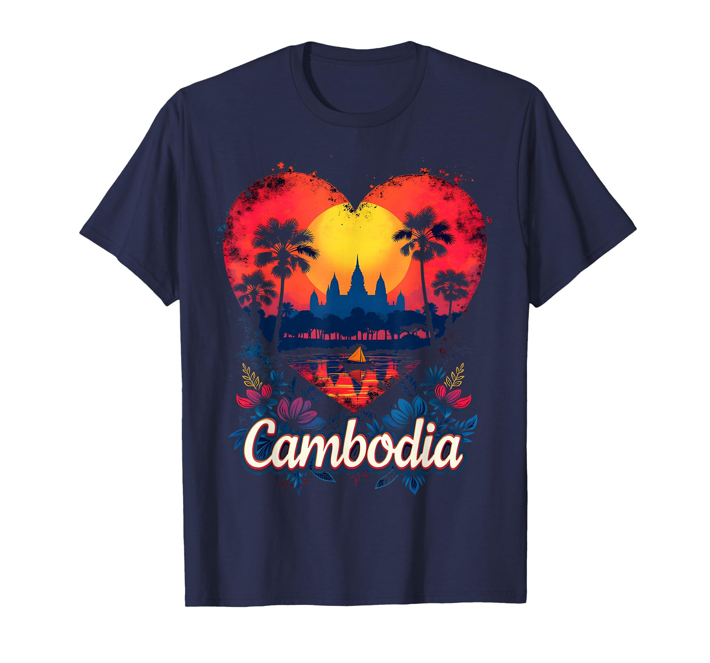 Cambodia Flag Heart T-Shirt