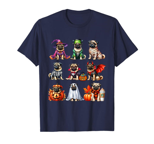 Pug Halloween Costume Spooky Ghost Pumpkin Pug Halloween T-Shirt