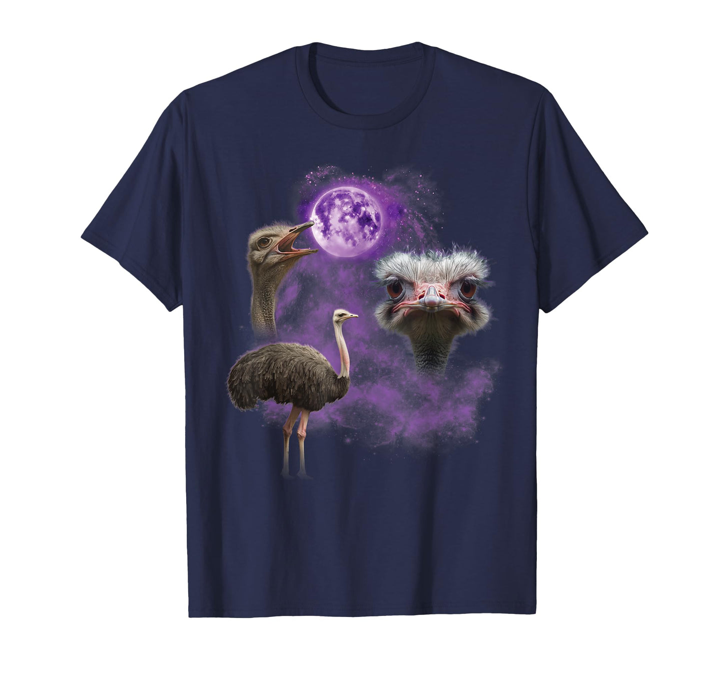Funny Ostrich Shirt - Ostriches Howling at the Moon T-Shirt