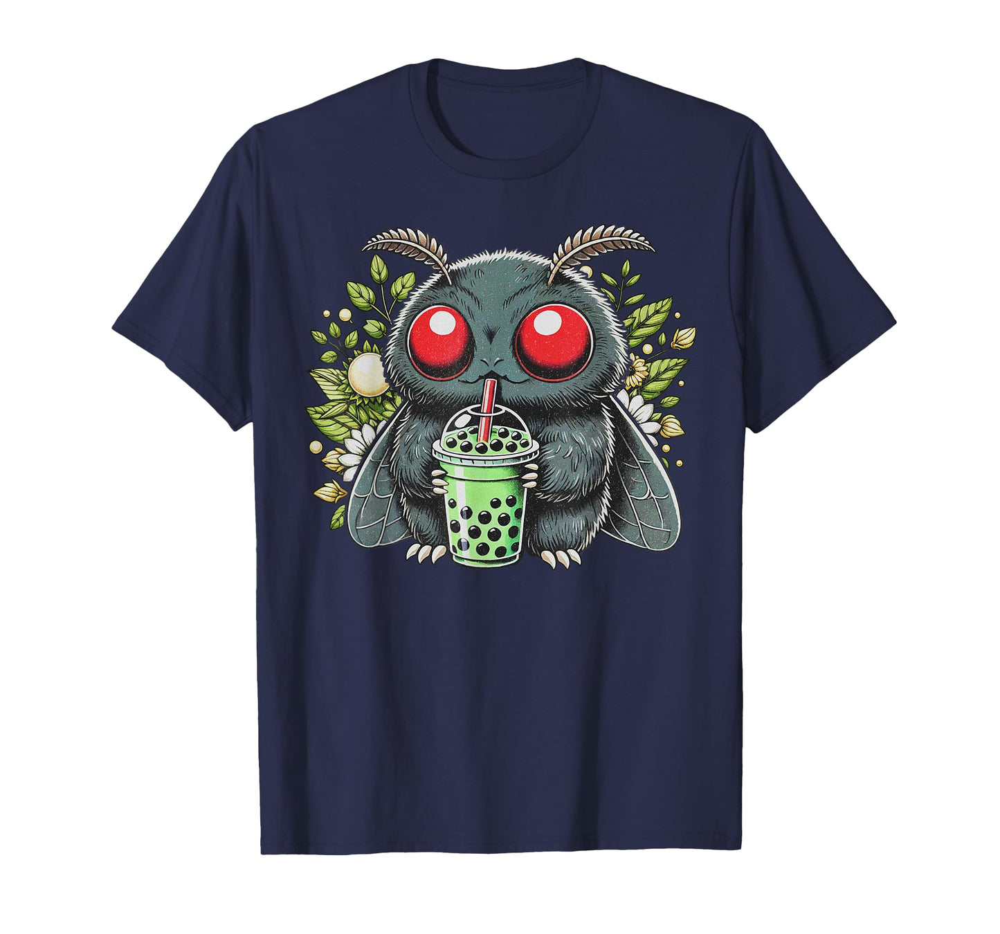 Mothman Drinking Bubble Tea Kawaii Boba Tea T-Shirt