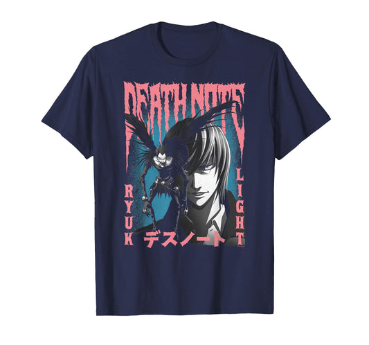 Death Note Pink and Blue Horror Poster Anime T-Shirt