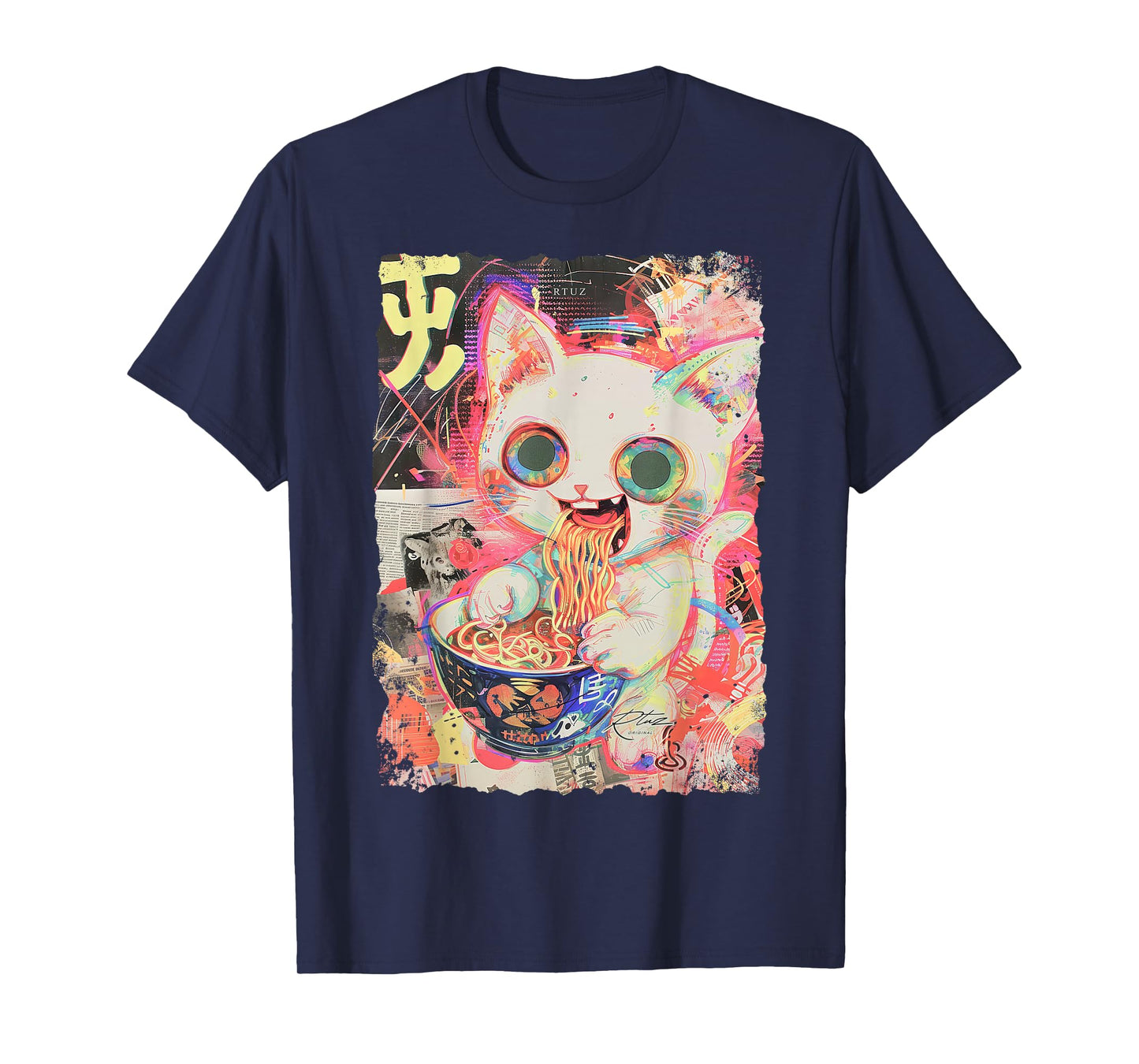 Ramen Noodles Cat Japan Y2K Kawaii Retro Cats Manga Anime T-Shirt