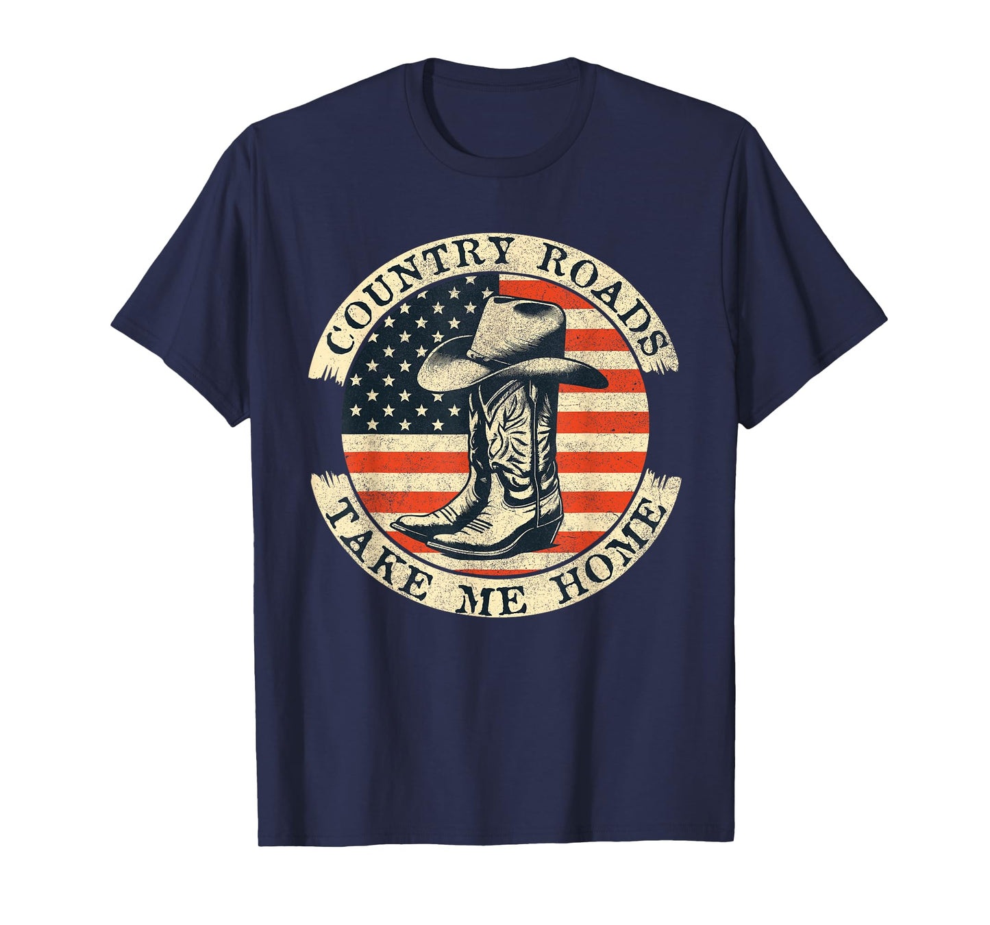 Country Roads Take Me Home Cowboy Western Virginia Retro T-Shirt