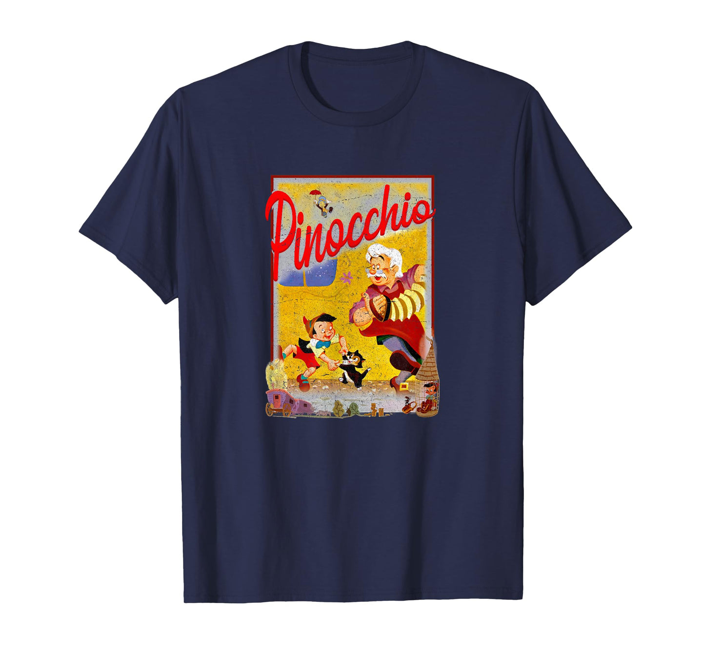Disney Pinocchio Group Shot Classic Throwback Movie Poster T-Shirt