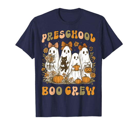 Preschool Boo Crew Halloween Teacher Ghost Costume Matching T-Shirt