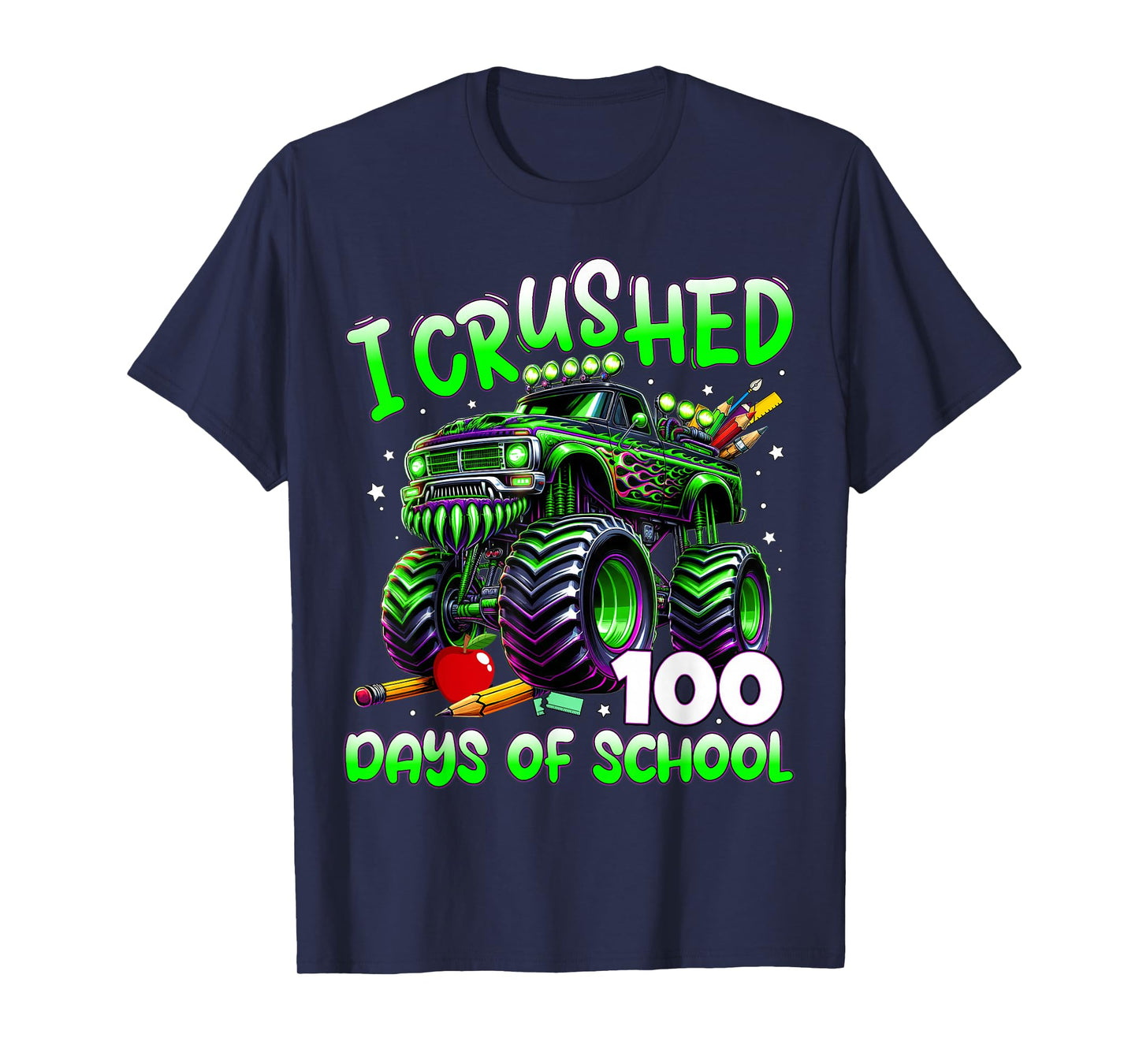 I Crushed 100 Days of School Monster Truck 100th Day Boys T-Shirt