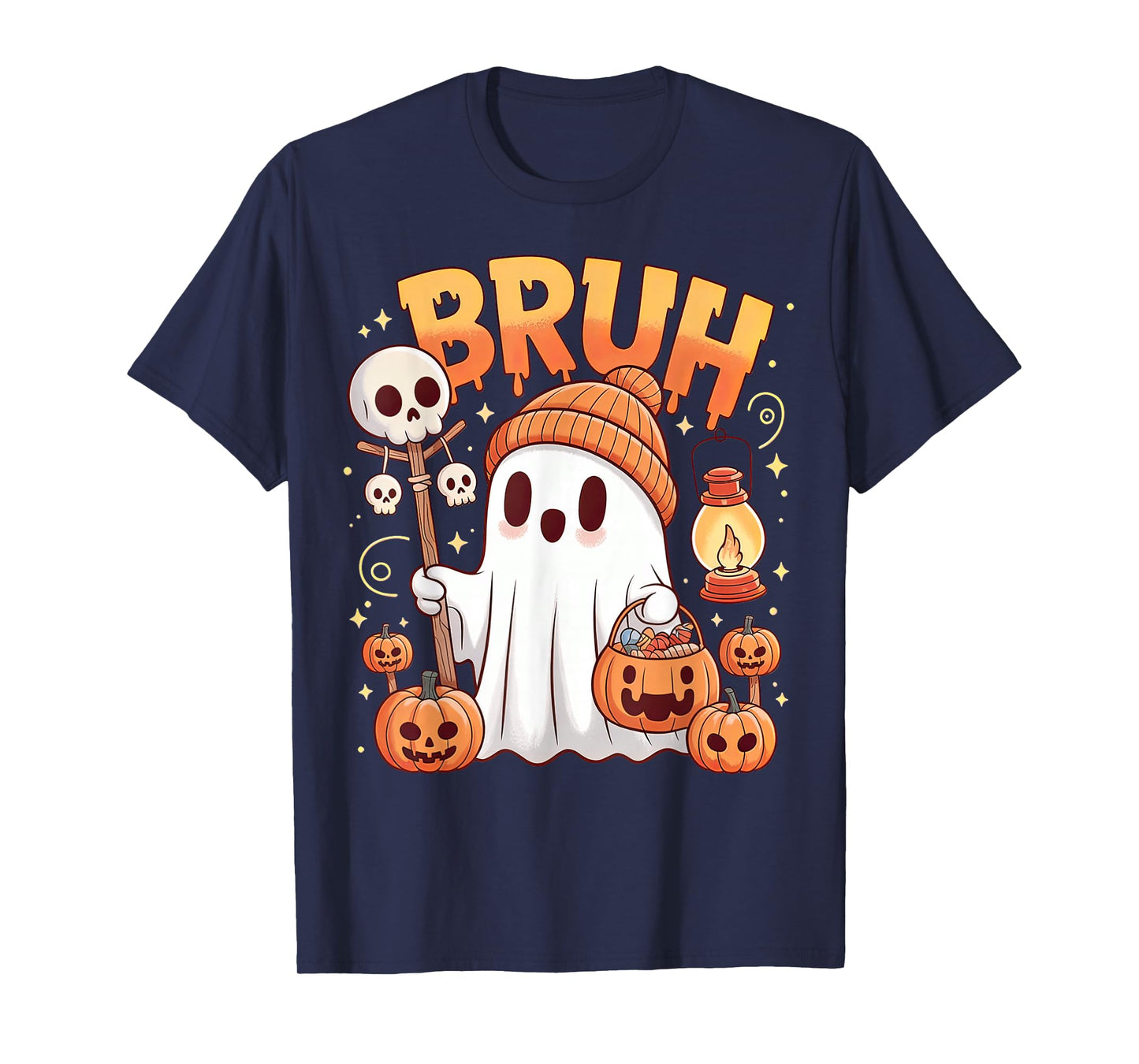 Bruh Ghost Halloween Cute Ghost Trick Or Treat Candy Kids T-Shirt