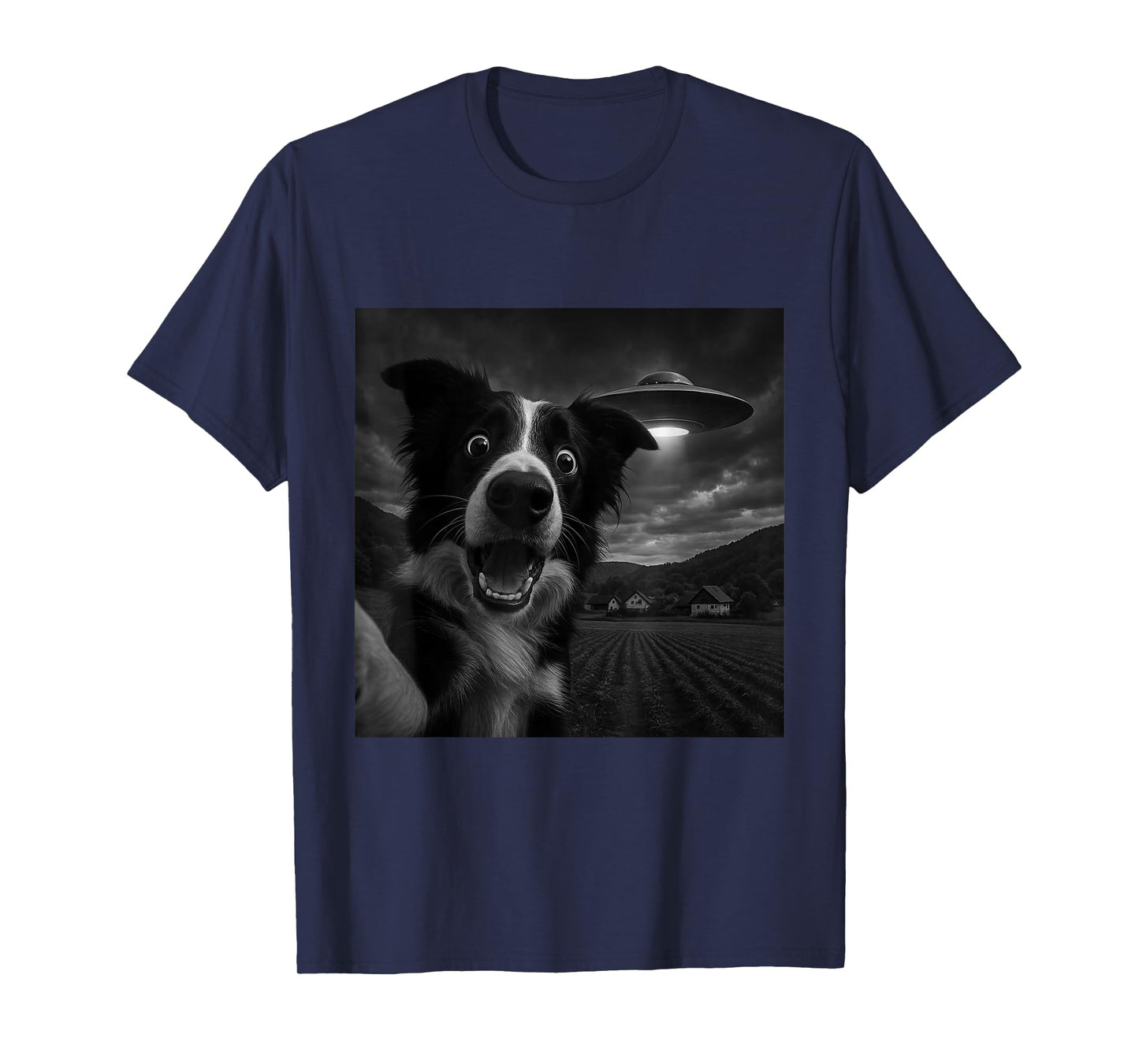 Border Collie UFO Encounters Selfie T-Shirt
