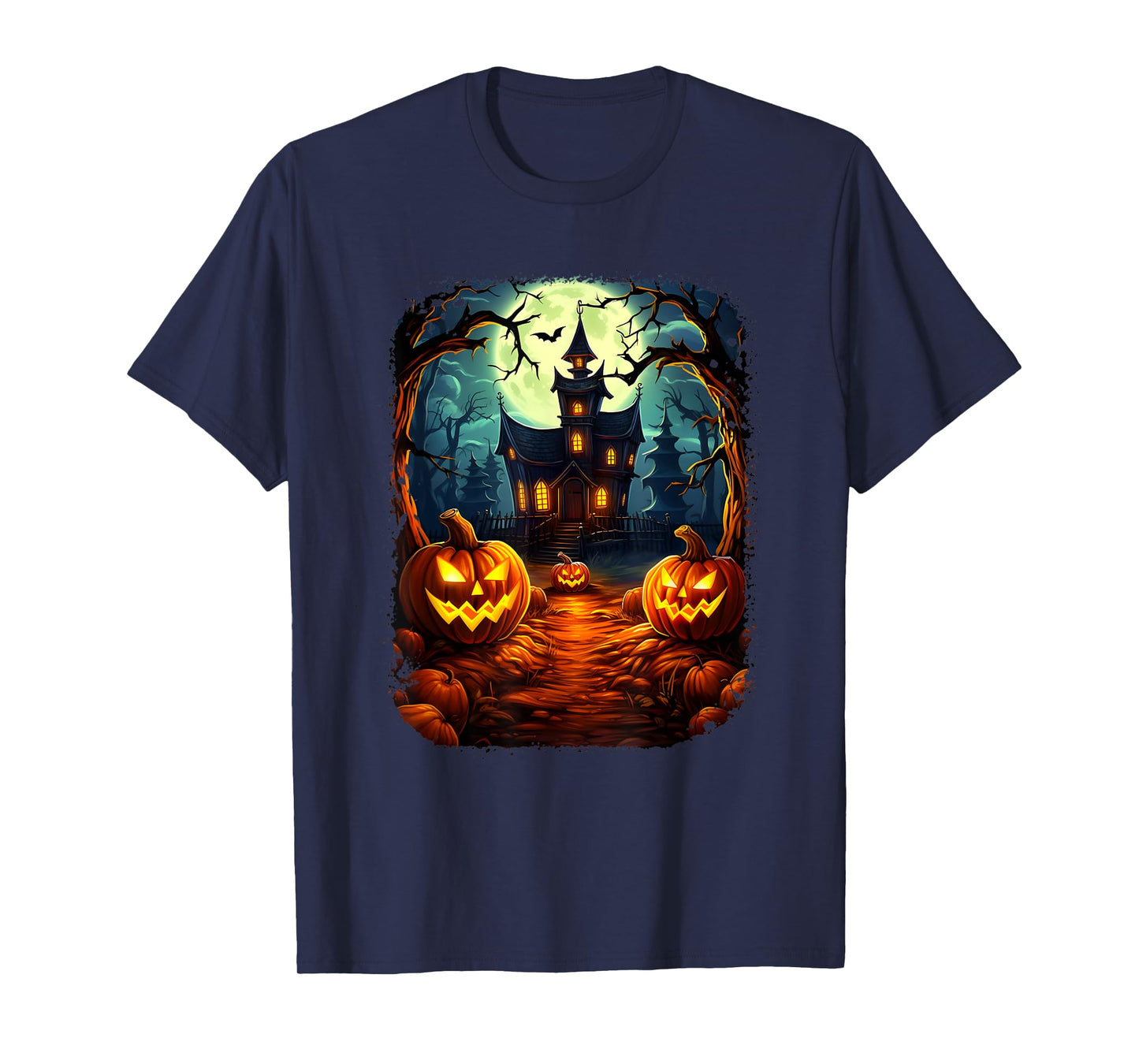 Halloween Haunted House Pumpkin Ghosts Spooky Season T-Shirt