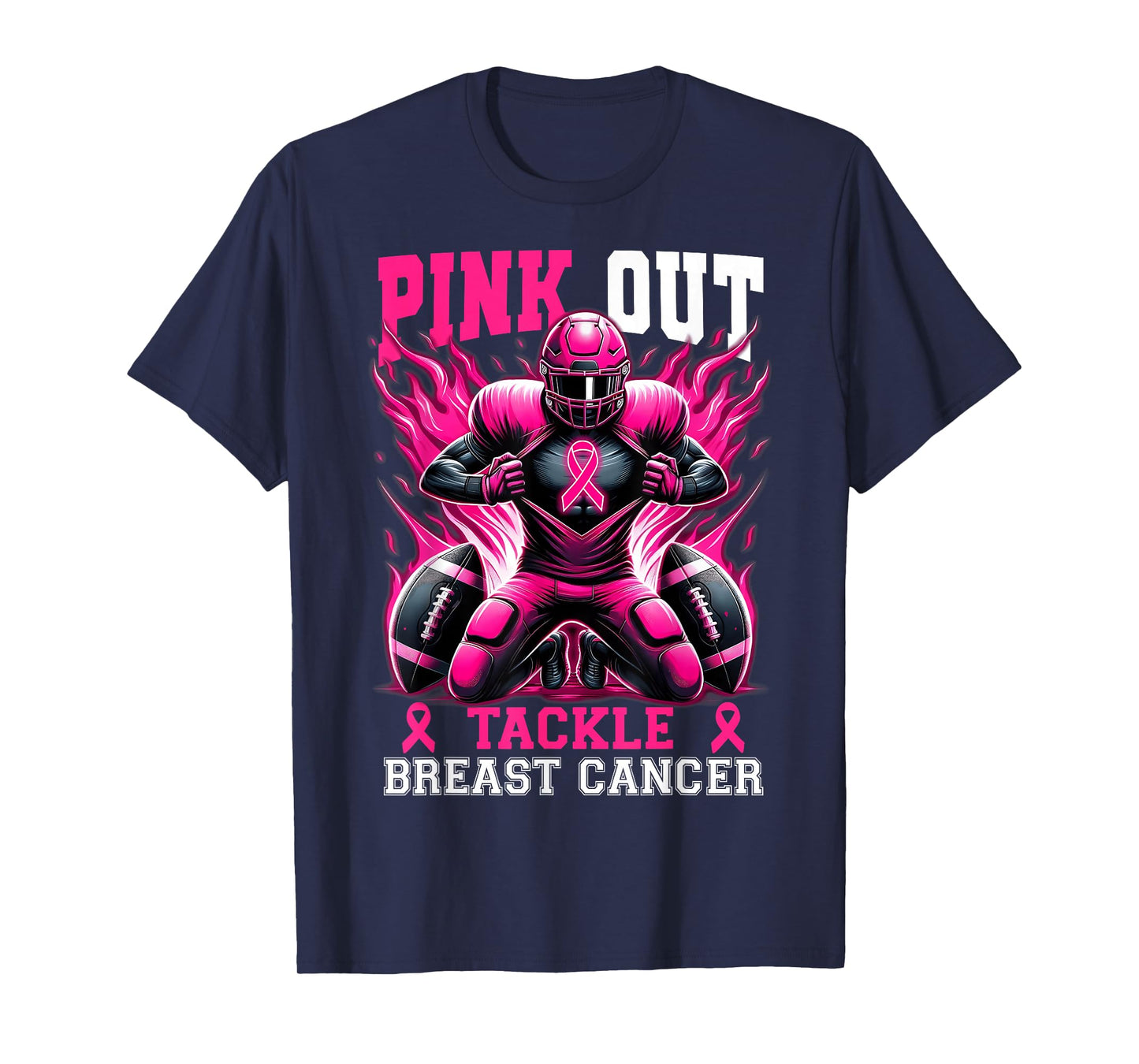 Pink Out Tackle Breast Cancer Awareness Football Game Day T-Shirt