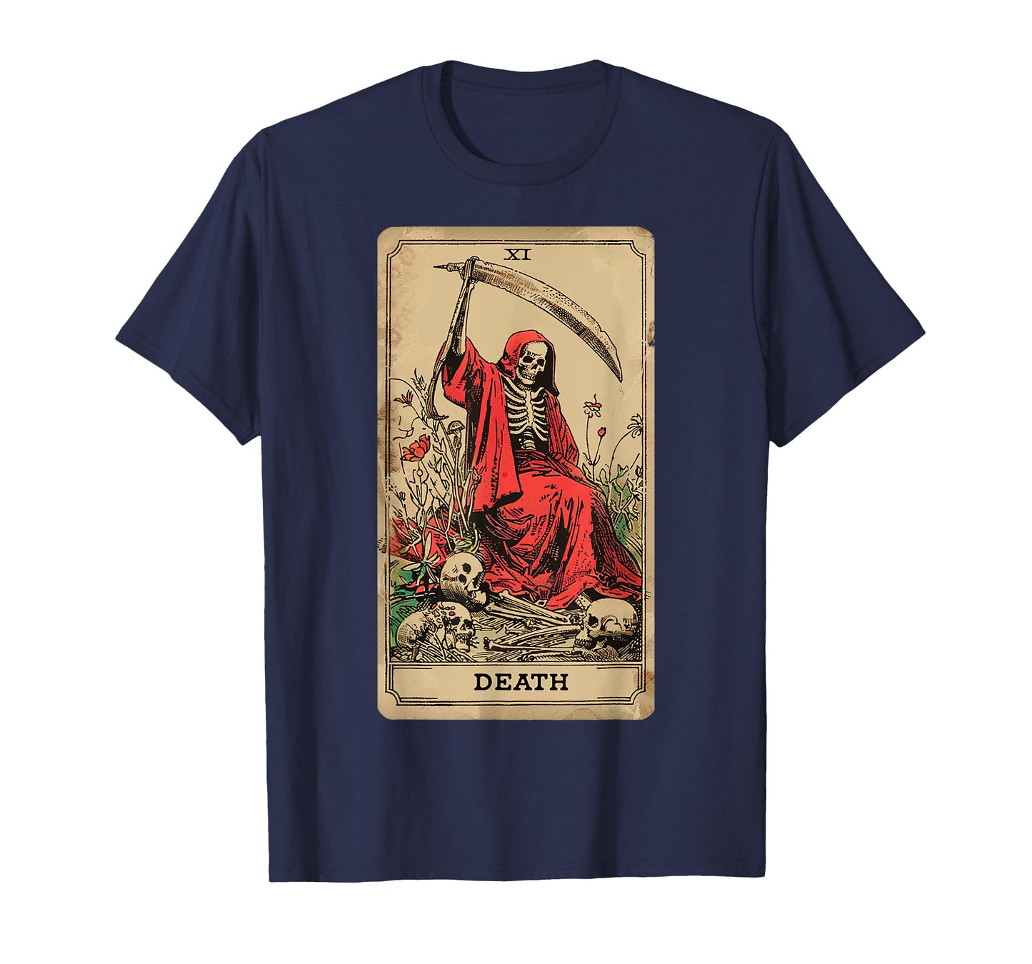 Vintage Tarot Card Death XIII Angel Skull Dead Reaper Grim T-Shirt