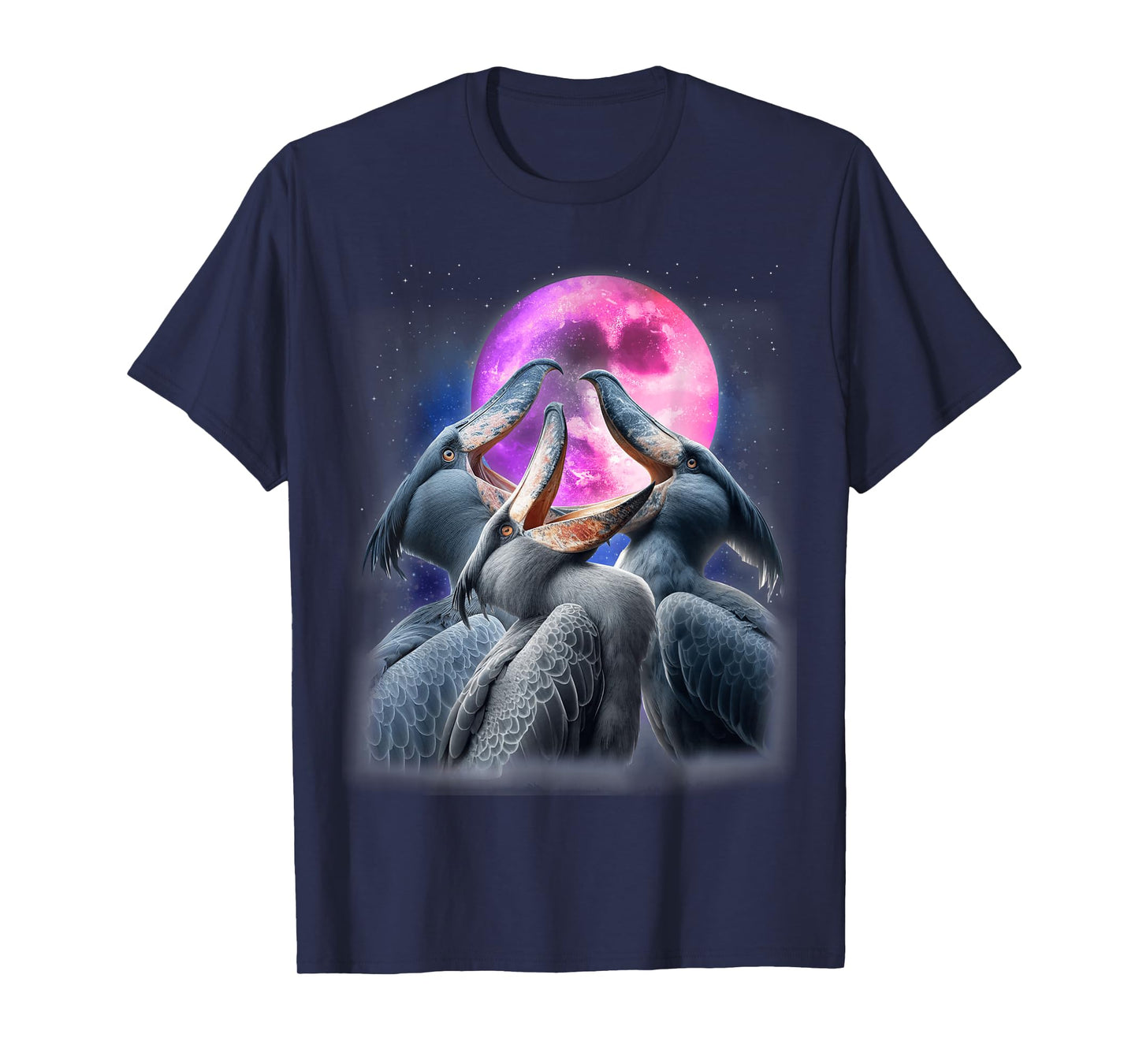 3 Shoebill Stork Howling At The Moon Funny Shoebill Bird T-Shirt