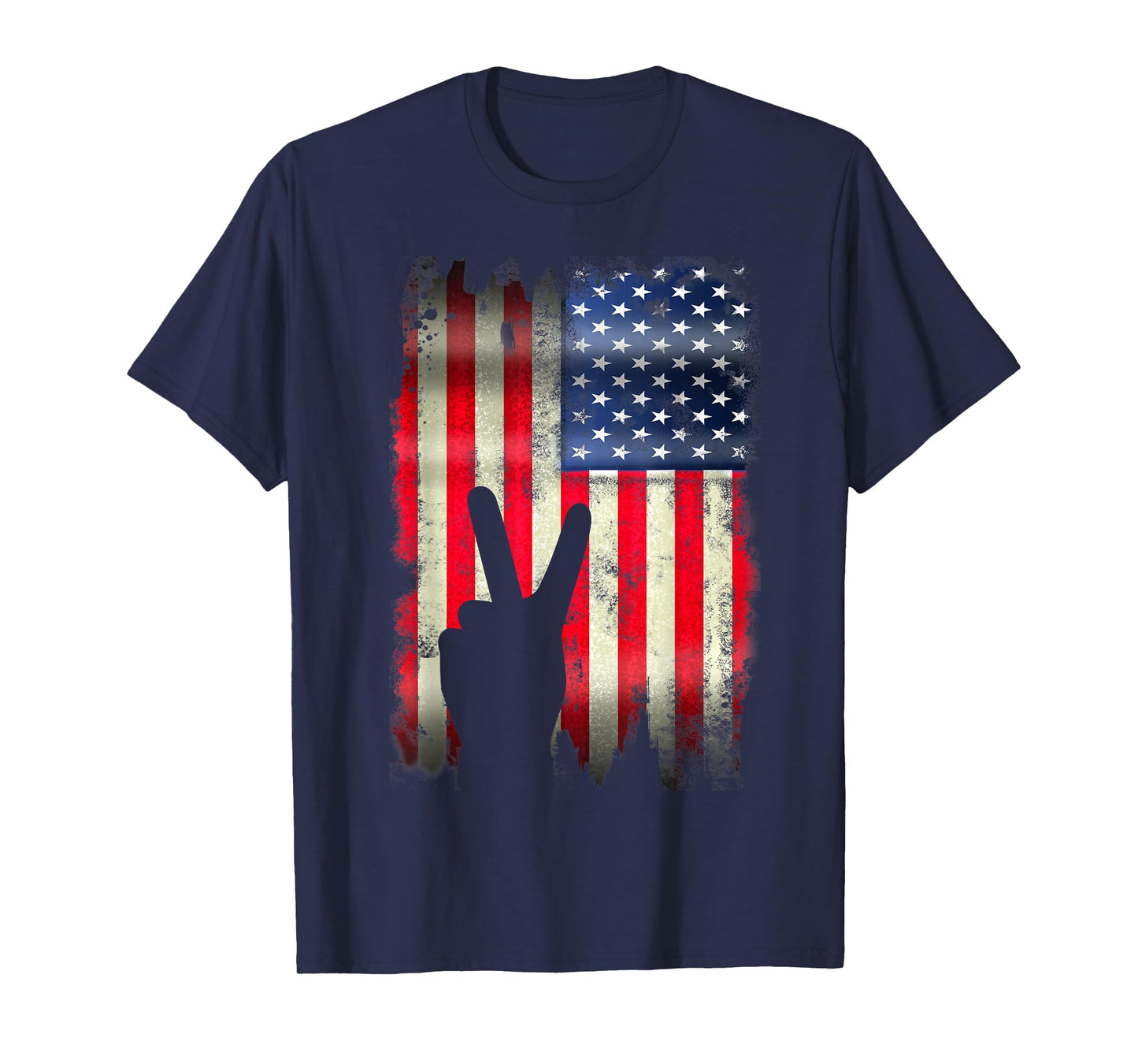 USA American Flag 4th of July Peace Sign Patriotic Gift T-Shirt for Women Kids Men