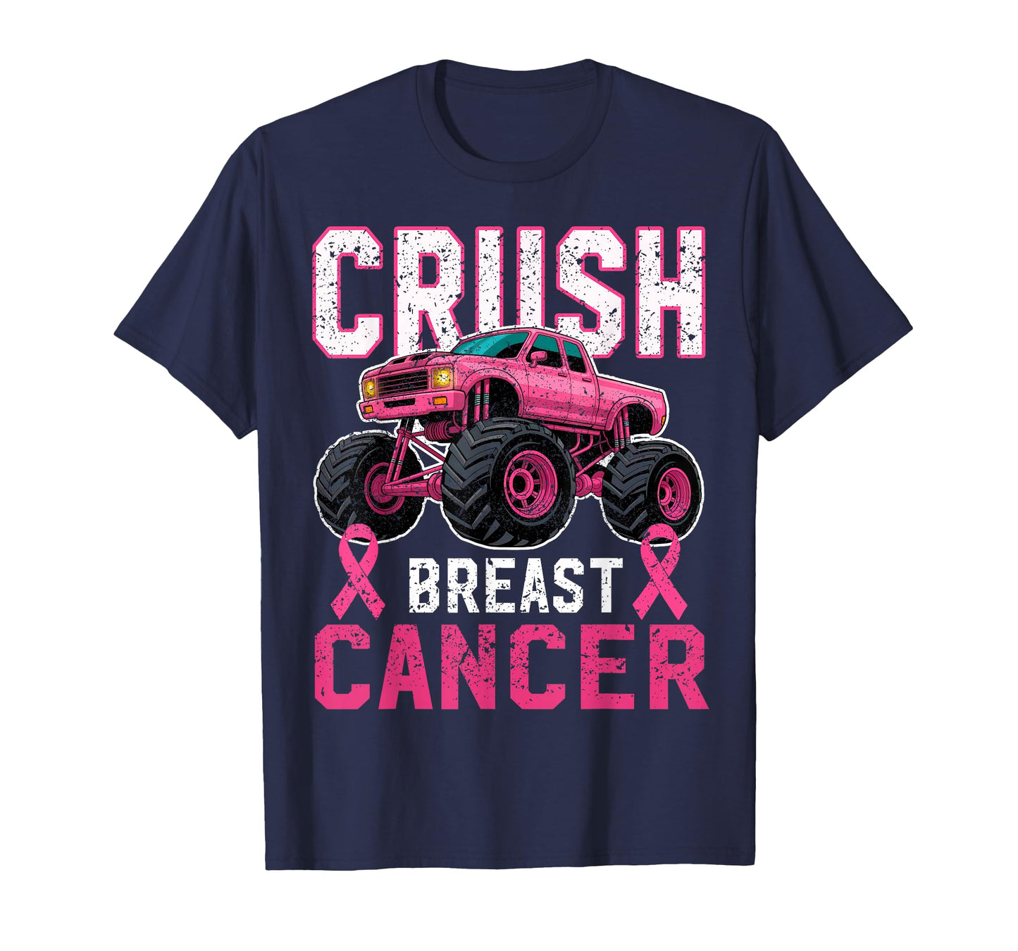 Crush Breast Cancer Pink Monster Truck Boys Kids Toddler T-Shirt