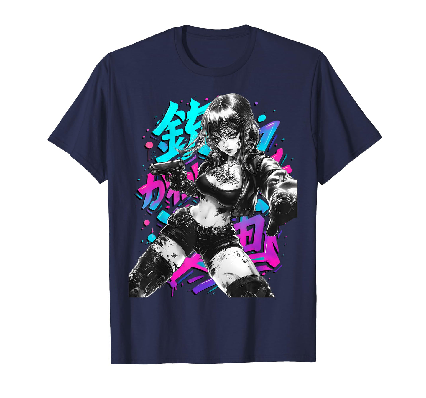 Anime Waifu Sketch Line Art Manga Graffiti Graphic T-Shirt
