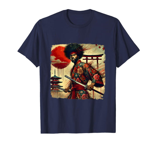 Vintage African Bushido Warrior Katana Afro American Samurai T-Shirt