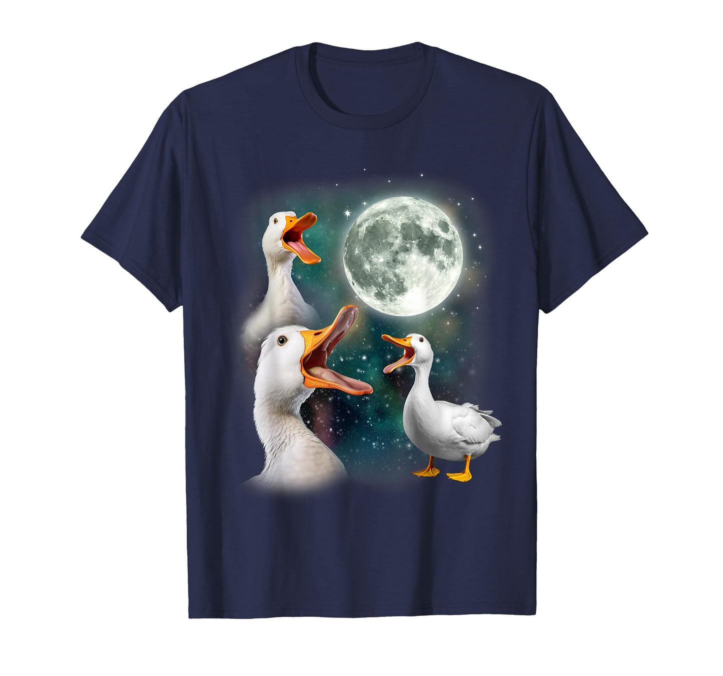 3 Ducks Howl At Moon | Funny Weird Cursed Pekin Duck Lover T-Shirt