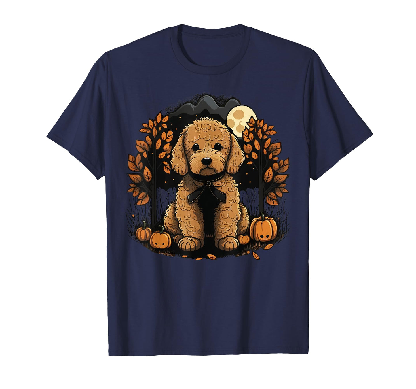 Pumpkin Golden Doodle costume on Goldendoodle Halloween T-Shirt