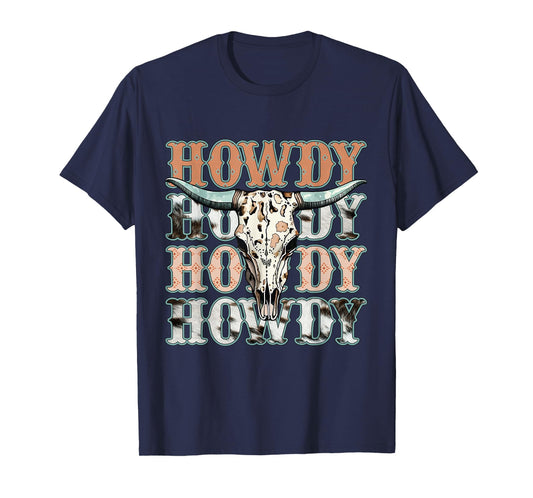 Howdy Southern Western Cow Country Rodeo Cowgirl Vintage T-Shirt