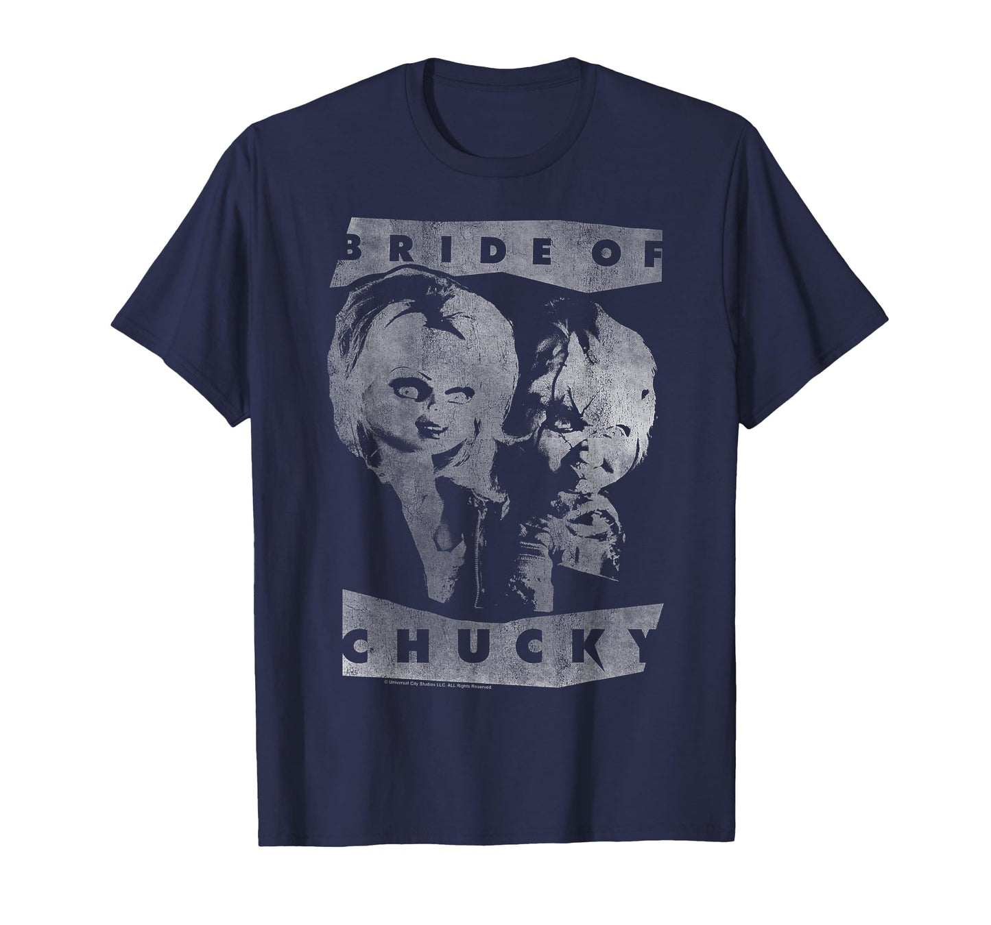 Child's Play Bride of Chucky Faded White Portrait T-Shirt