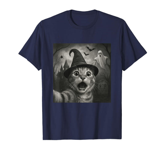 Halloween cat Taking Selfie Funny Spooky T-Shirt
