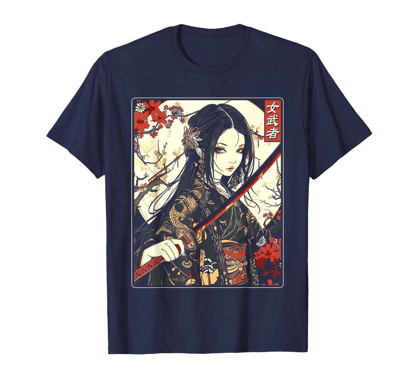 Japanese Gothic Samurai Art Woman With Katana Sword T-Shirt