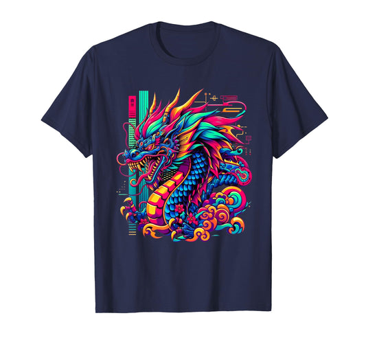 Dragon Cyborg Retro Vaporwave Futuristic Tokyo inspired Art T-Shirt