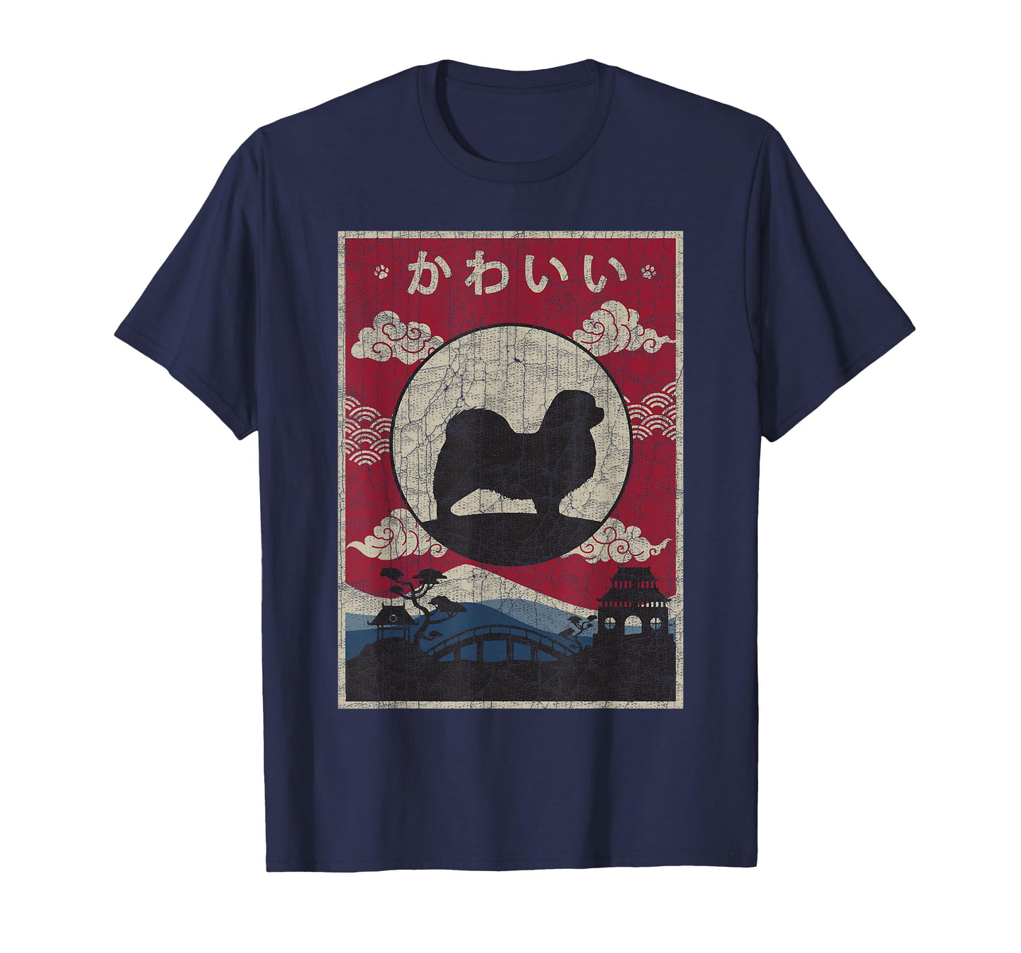 Tibetan Spaniel Japanese Design Kawaii Dog Mom Dad T-Shirt