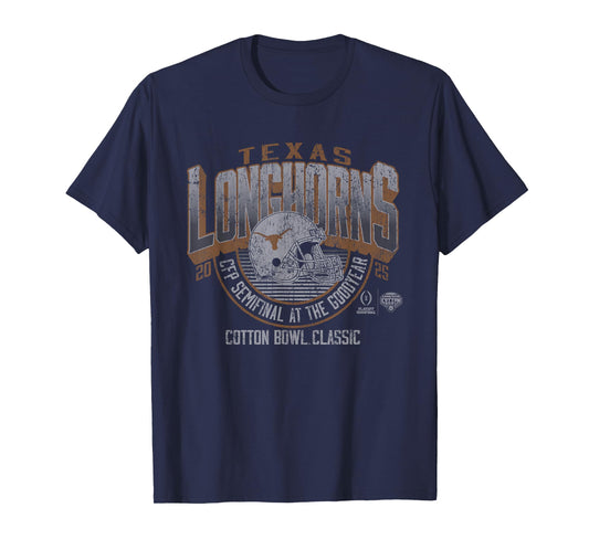 Elite Authentics Texas Longhorns Unisex-Adults & Kids Retro Black Cotton Bowl 2024-25 CFP Semifinal T-Shirt