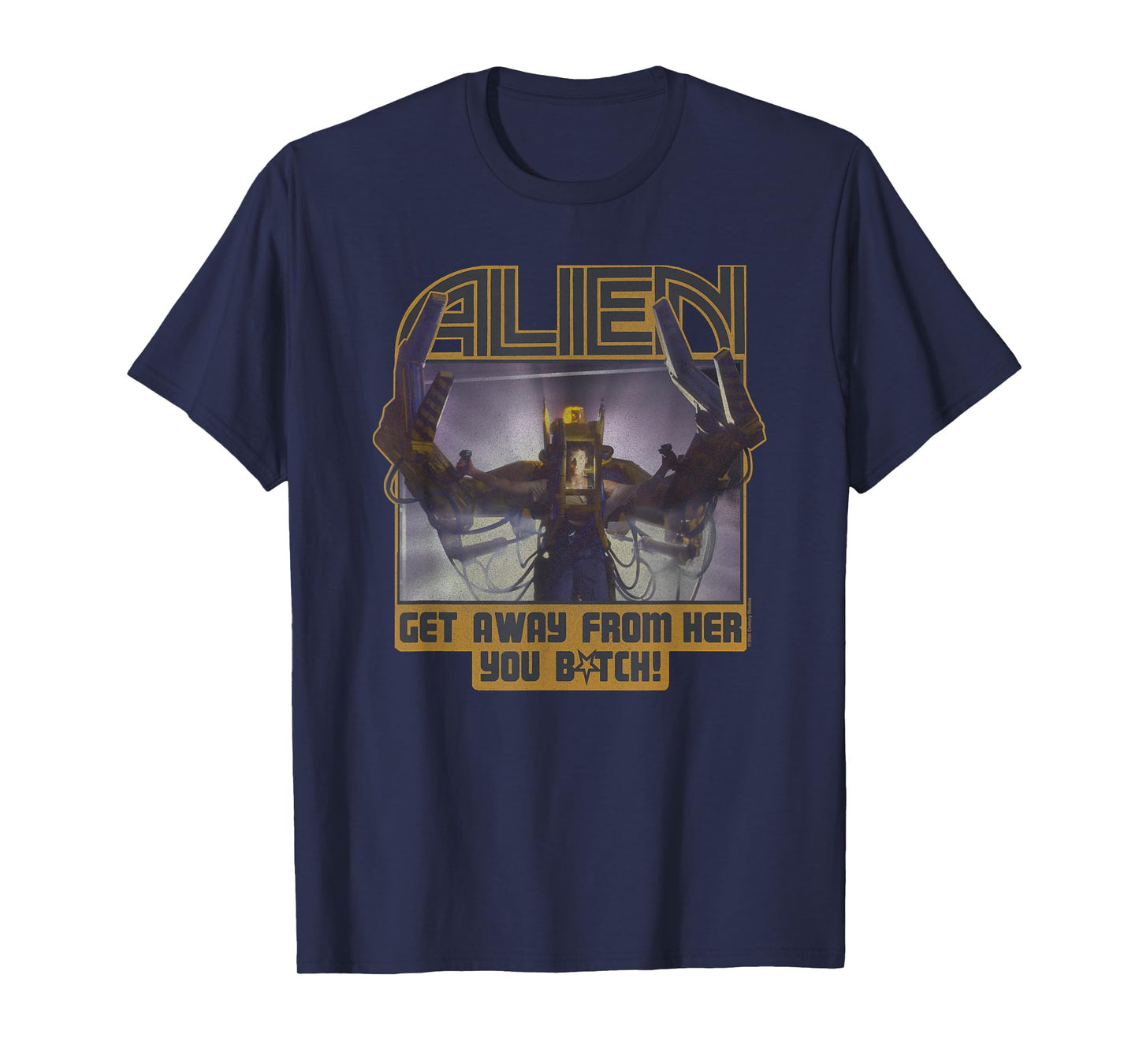 Aliens Get Away From Her You B-tch! Big Chest Retro Poster T-Shirt