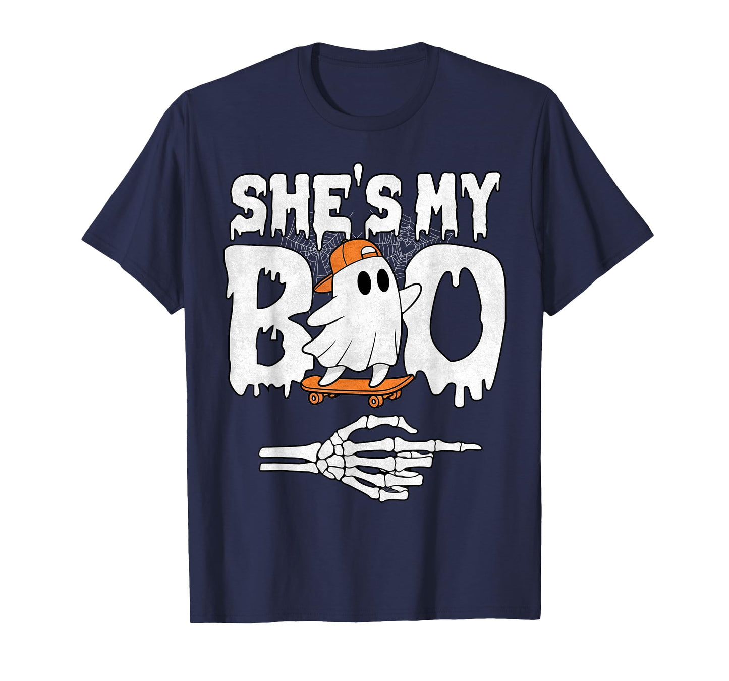 She's My Boo Couple Matching Halloween Skateboard Cool Ghost T-Shirt