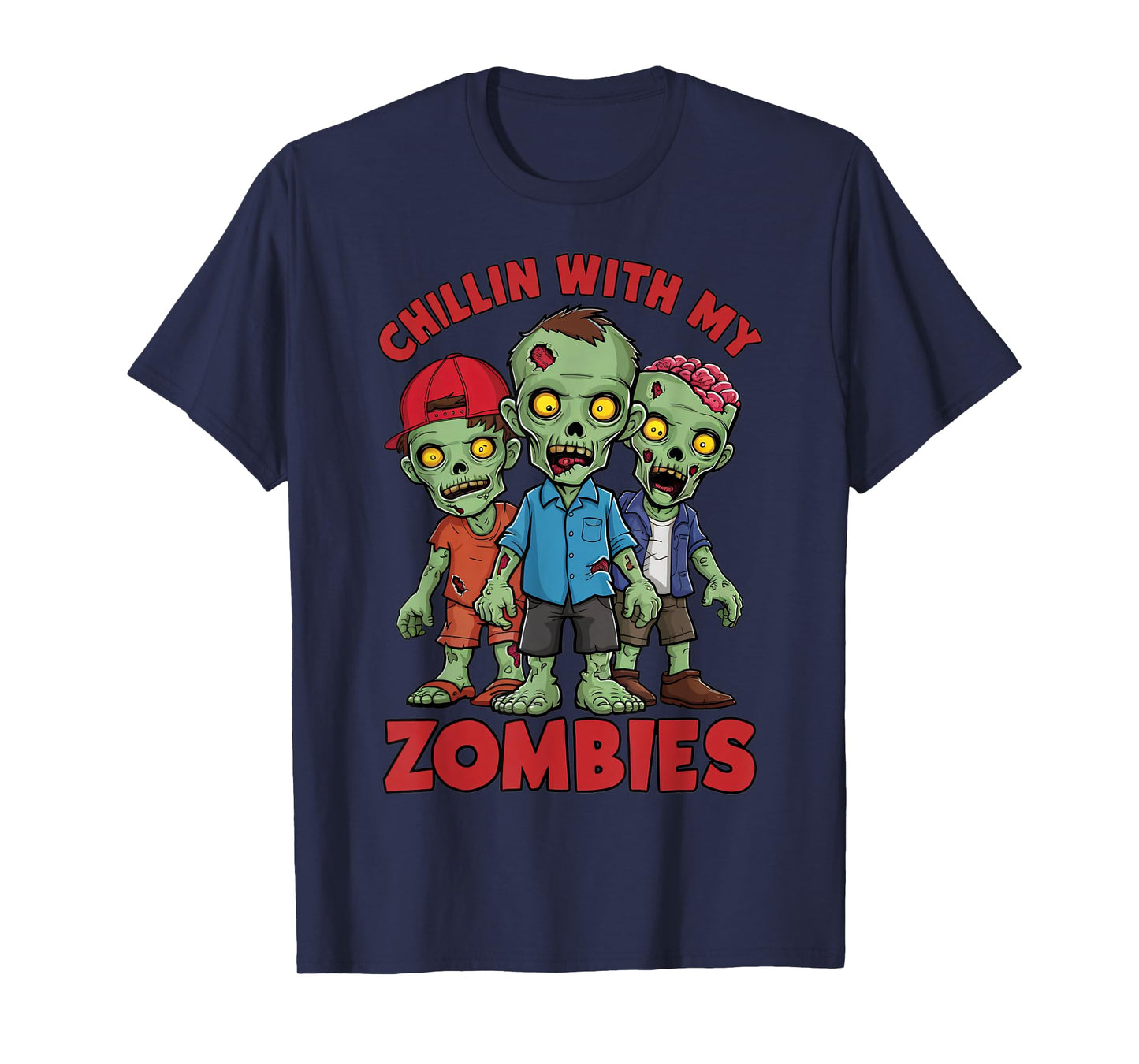 Chillin With My Zombies Halloween Boys Kids Funny T-Shirt