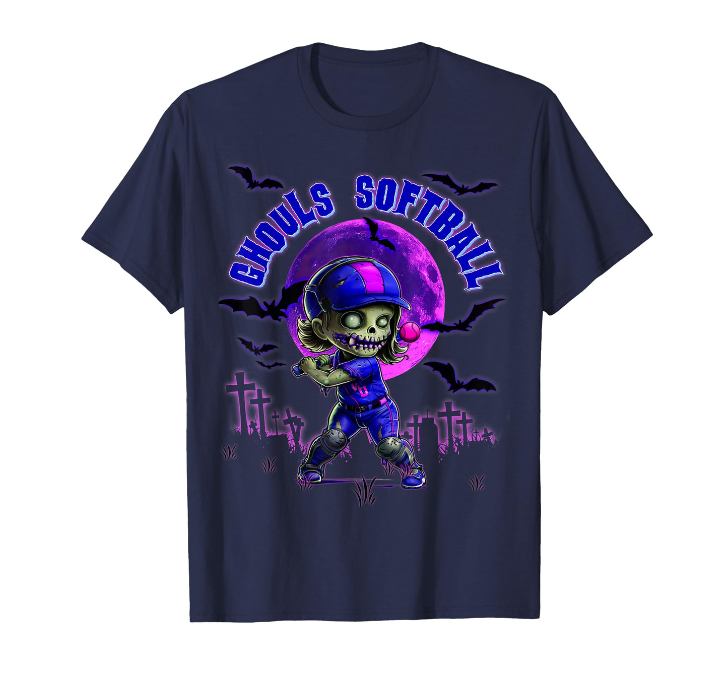 Halloween Softball for Girls Creepy Spooky Zombie Batter T-Shirt