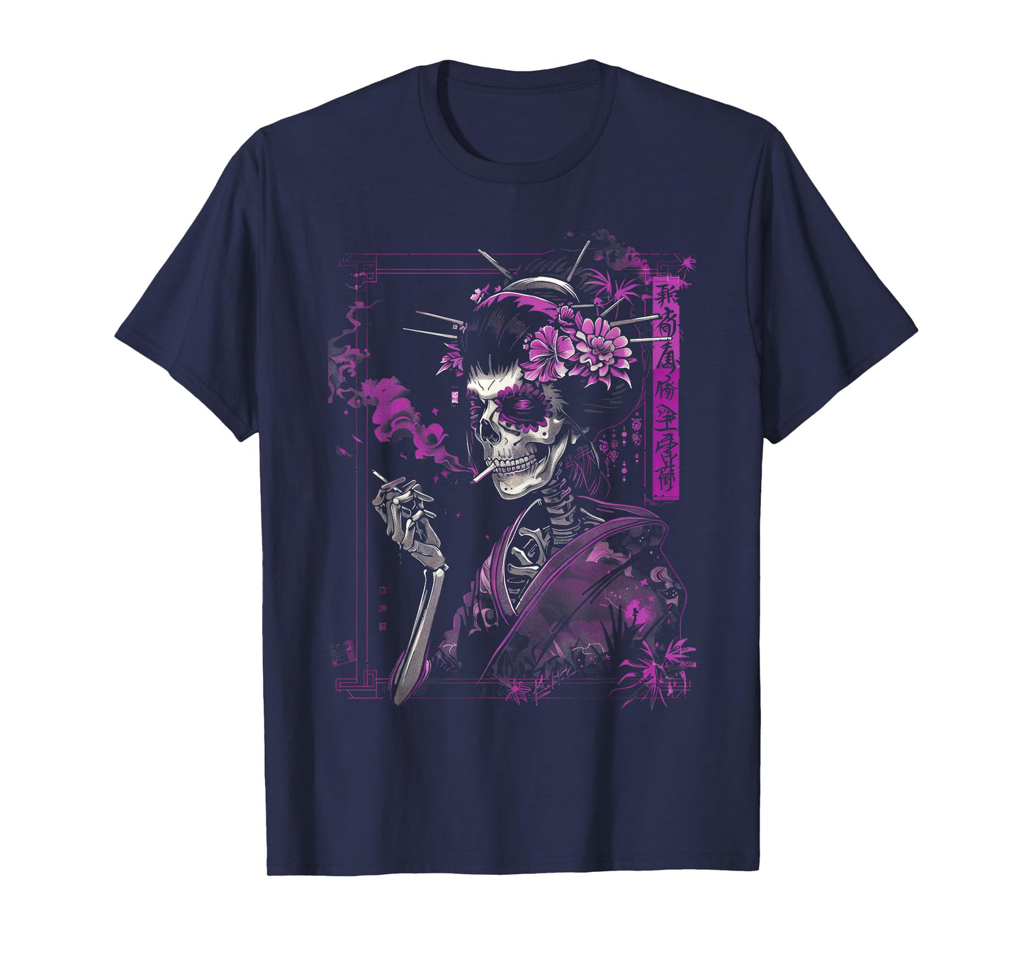 Anime Japanese Goth Cyberpunk City Skull Vintage Gothic T-Shirt