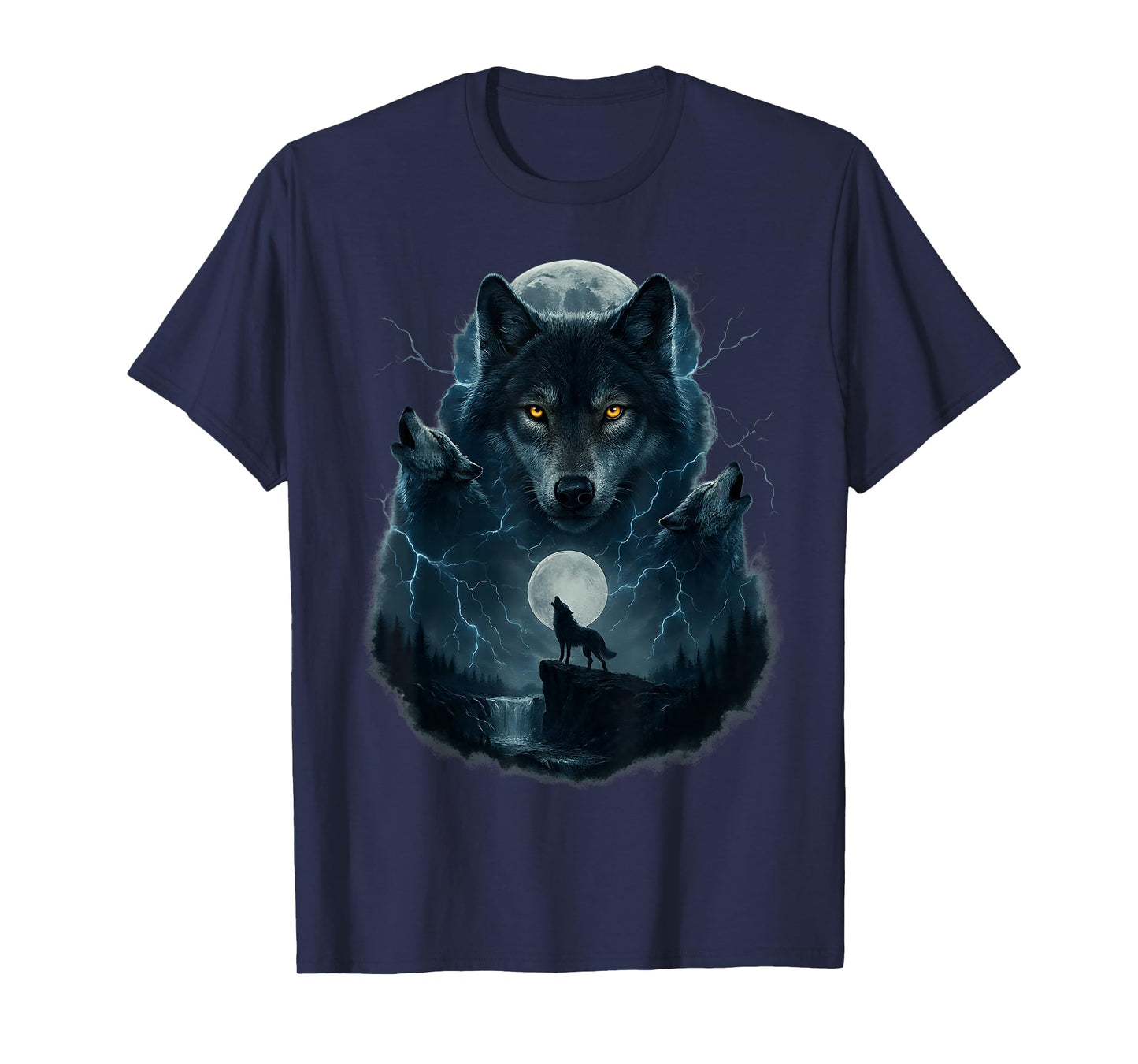 Wolf Howling at Moon Funny Graphic Tees Men Wolves T-Shirt