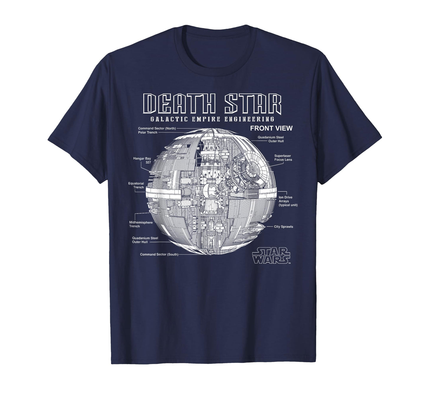 Star Wars Death Star Galactic Empire Engineering Diagram T-Shirt