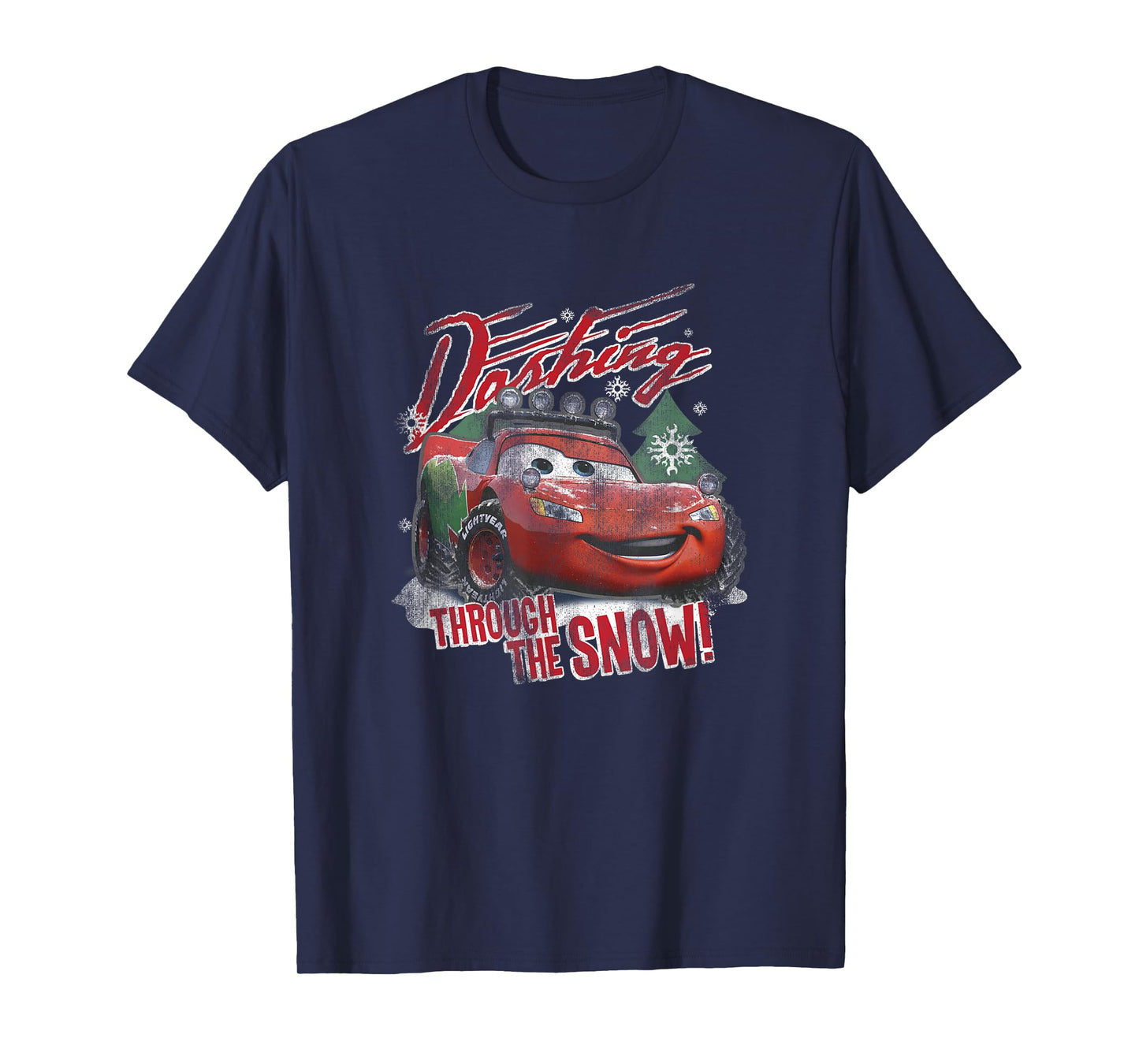 Disney Pixar Cars Christmas Dashing Through The Snow Faded T-Shirt