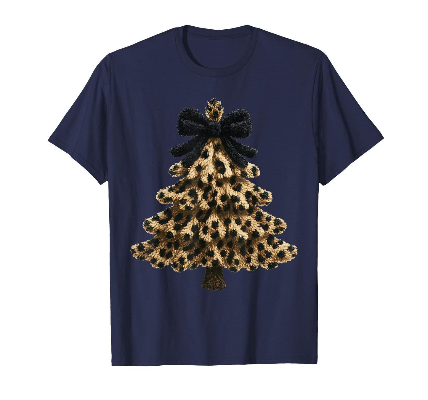 Women Coquette Bow Leopard Christmas Tree Xmas Holiday Kids T-Shirt