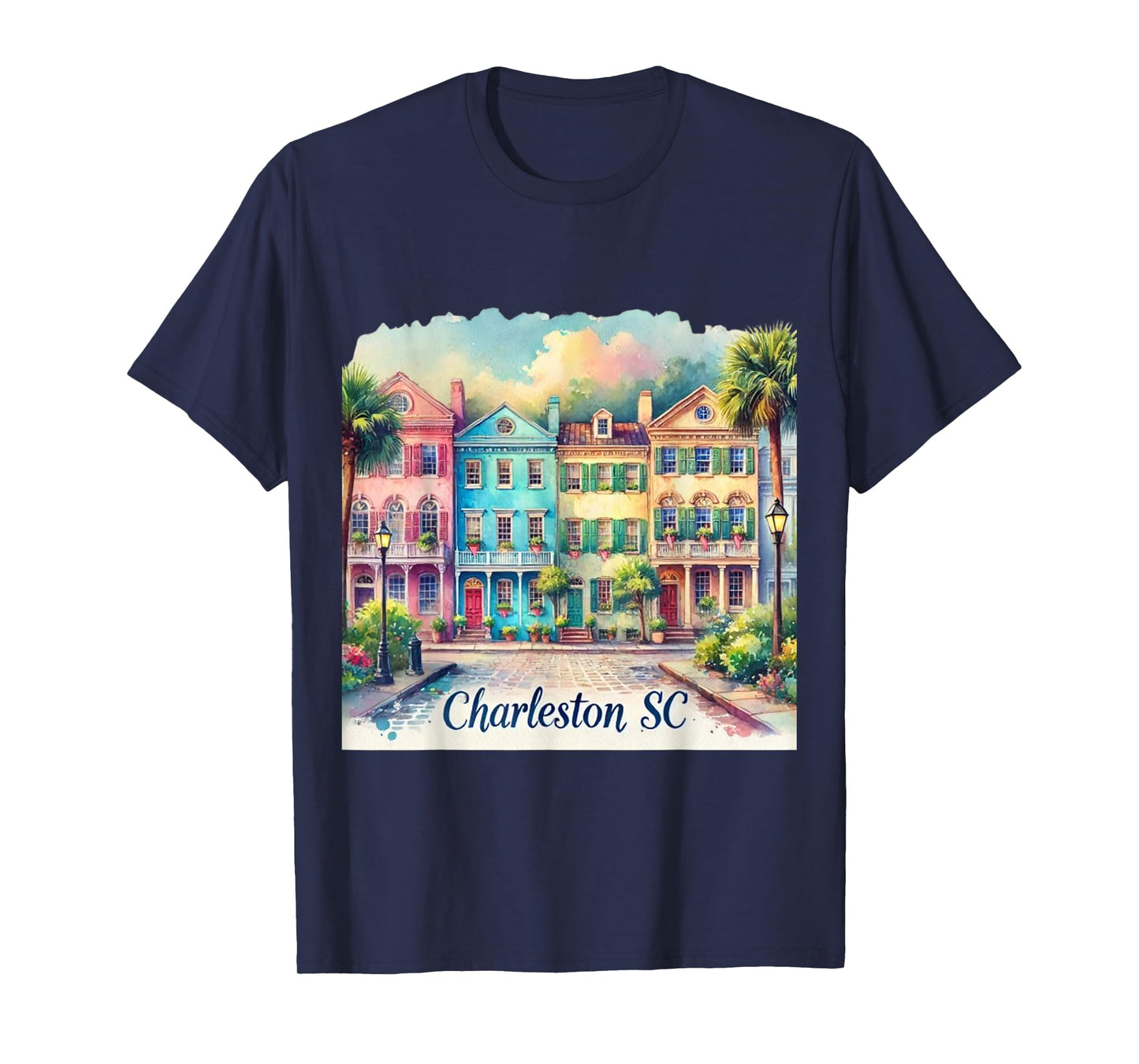 Charleston SC Rainbow Row Colorful Houses T-Shirt