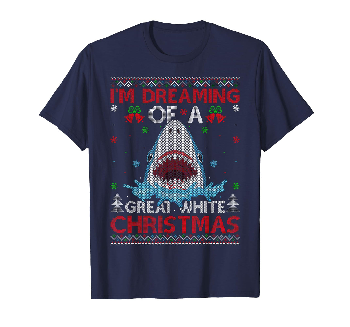 Great White Shark Ugly Xmas Sweater Shark Fishing Christmas T-Shirt
